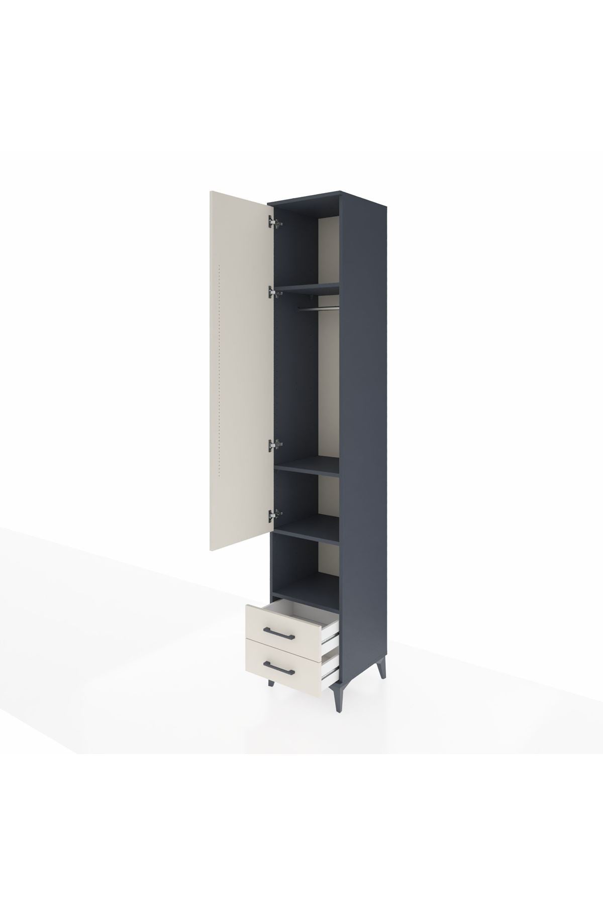 Hyperion Dolap 4 Raflı 2 Çekmeceli Tek Askılı 44x44x243 - S64M083V4B