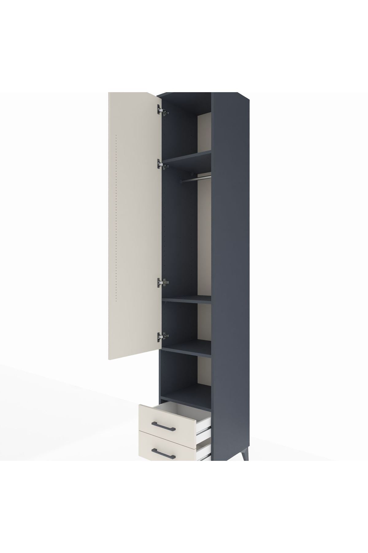 Hyperion Dolap 4 Raflı 2 Çekmeceli Tek Askılı 44x44x243 - S64M083V4B