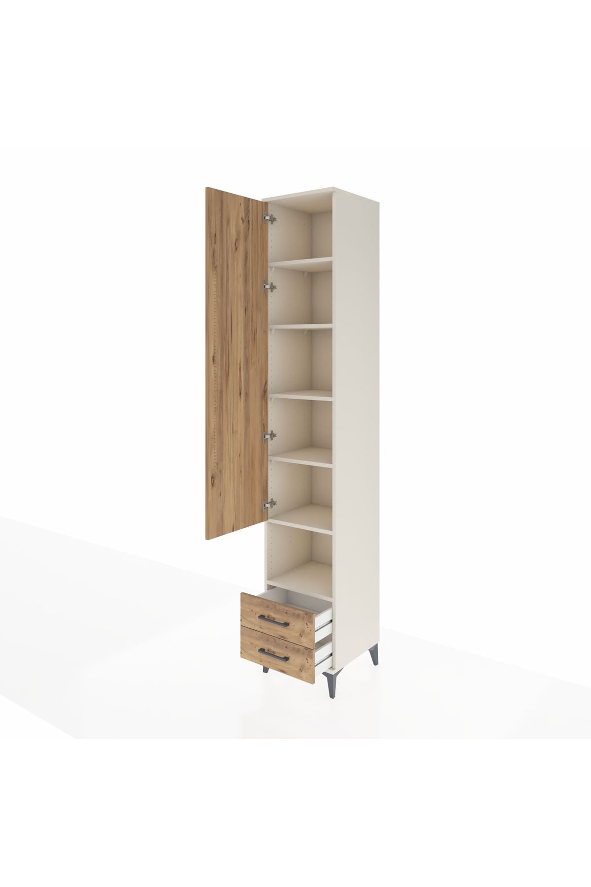 Hyperion Dolap 6 Raflı 2 Çekmeceli Tek Kapaklı 44x44x243 - S64M084V3B
