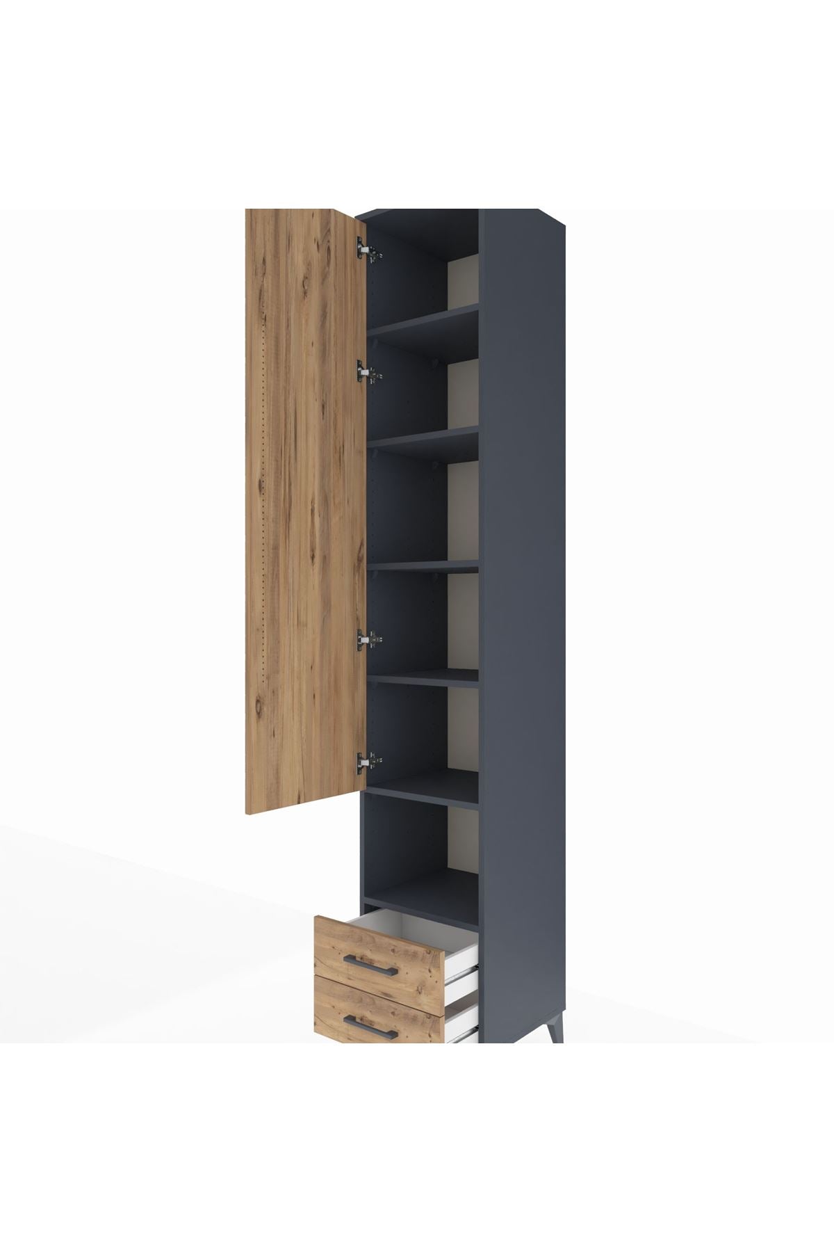 Hyperion Dolap 6 Raflı 2 Çekmeceli Tek Kapaklı 44x44x243 - S64M084V6B