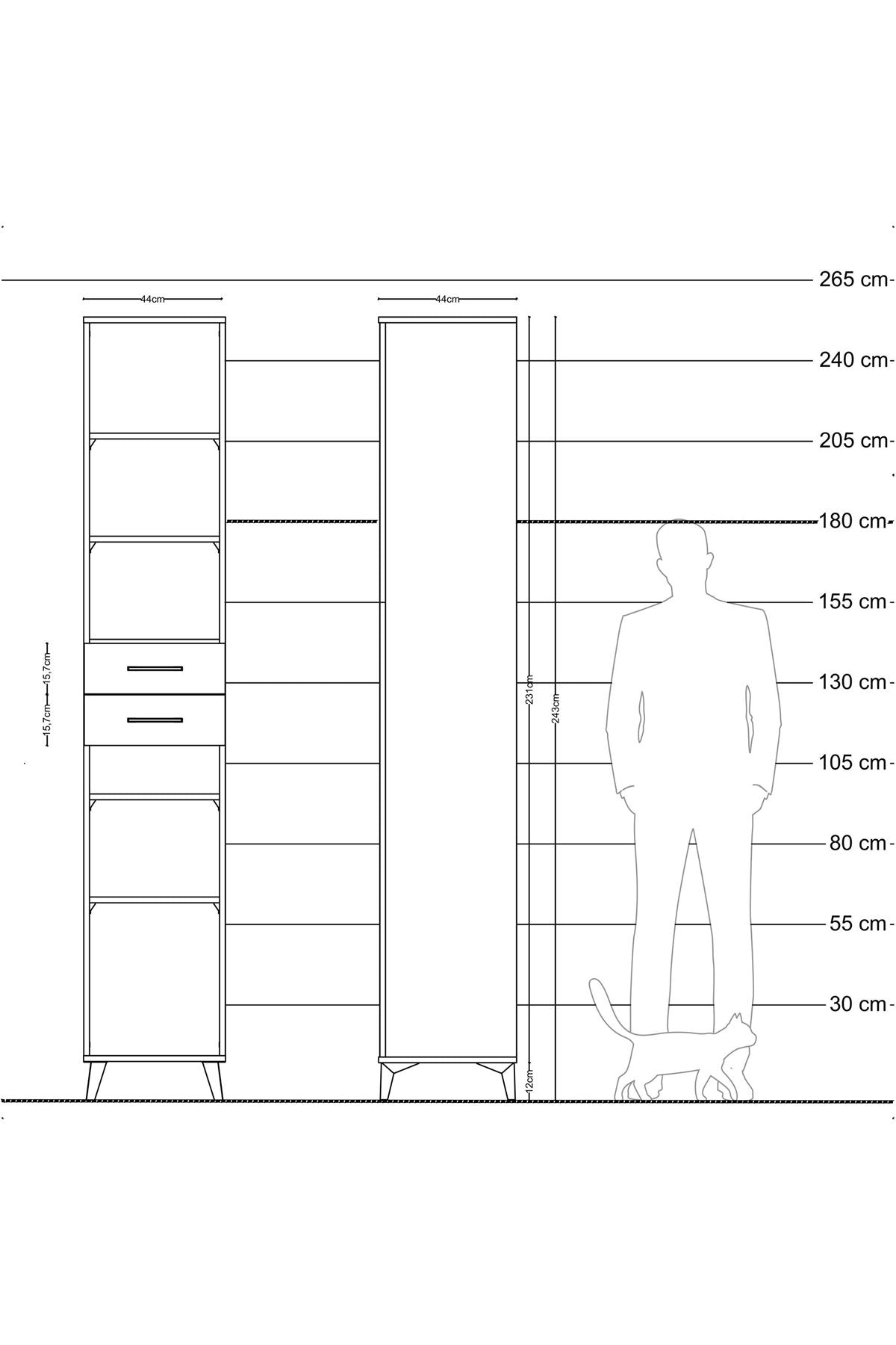 Hyperion Dolap 5 Raflı 2 Çekmeceli 44x44x243 - S64M093V4B