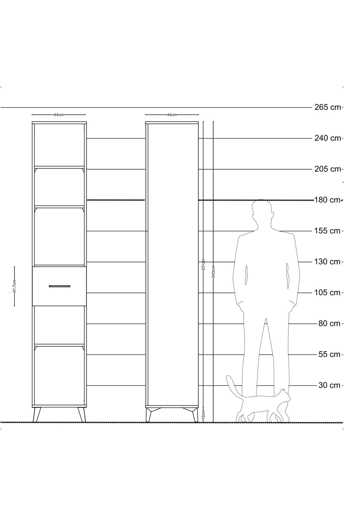 Hyperion Dolap 4 Raflı Tek Çekmeceli 44x44x243 - S64M097V8B