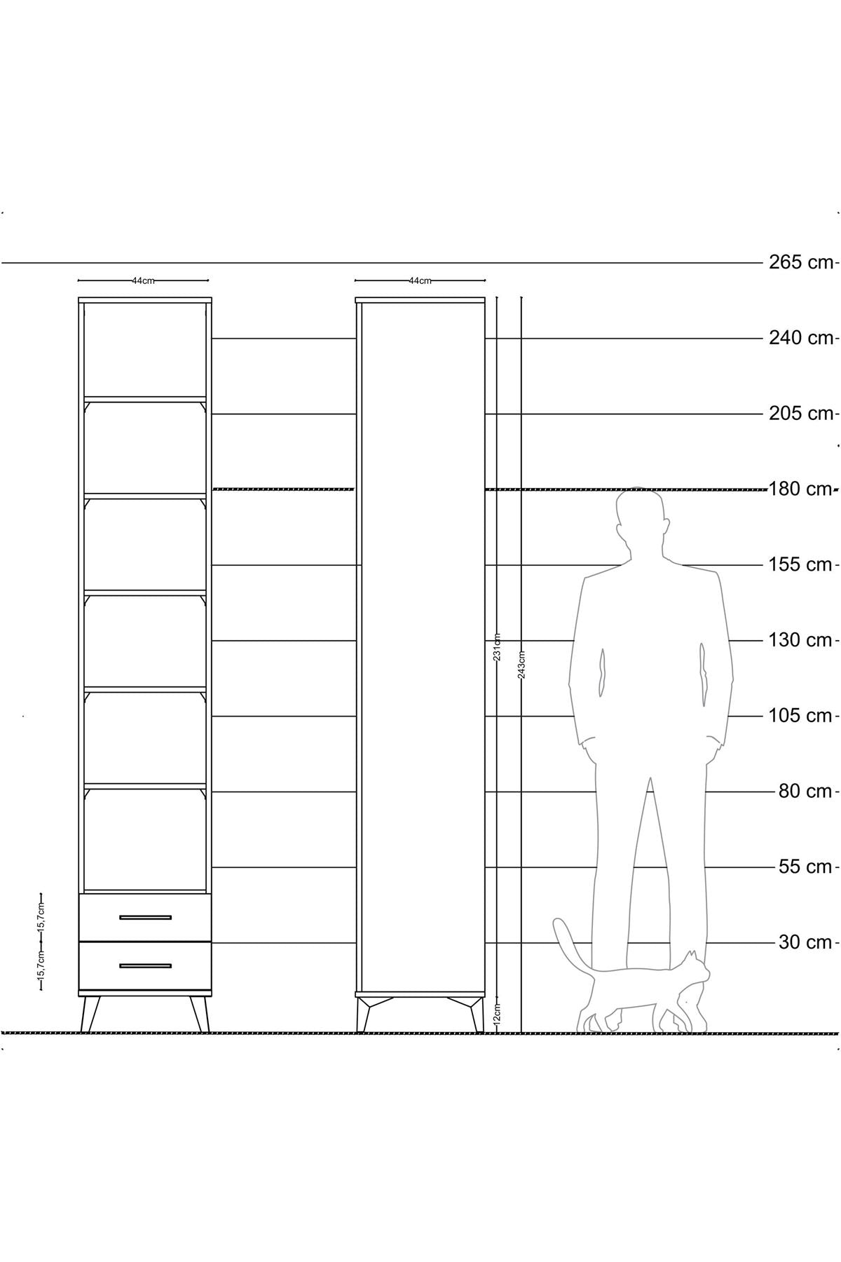 Hyperion Dolap 6 Raflı 2 Çekmeceli 44x44x243 - S64M100V2B