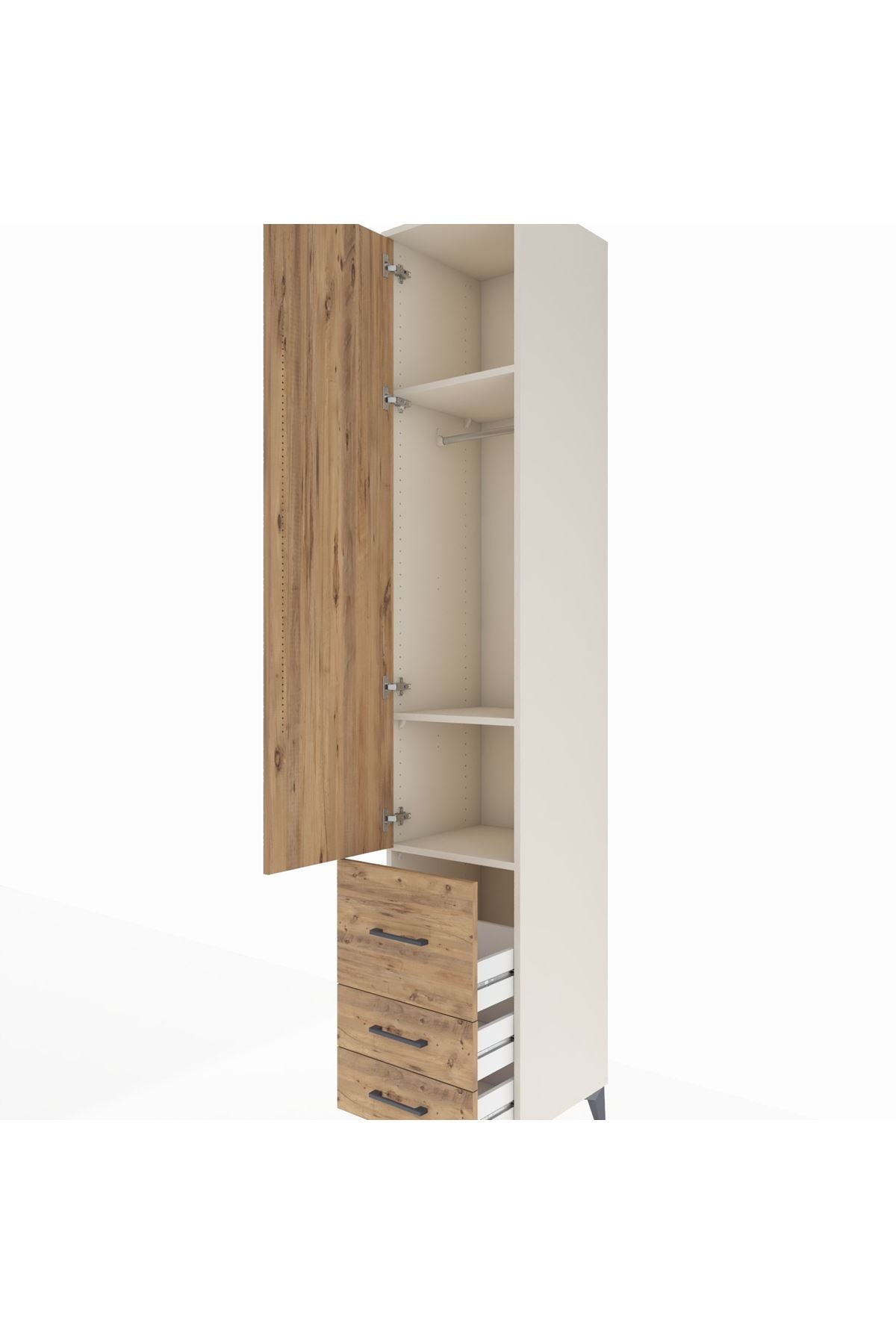 Hyperion Dolap 3 Raflı 3 Çekmeceli Tek Askılı 44x44x243 - S64M101V3B