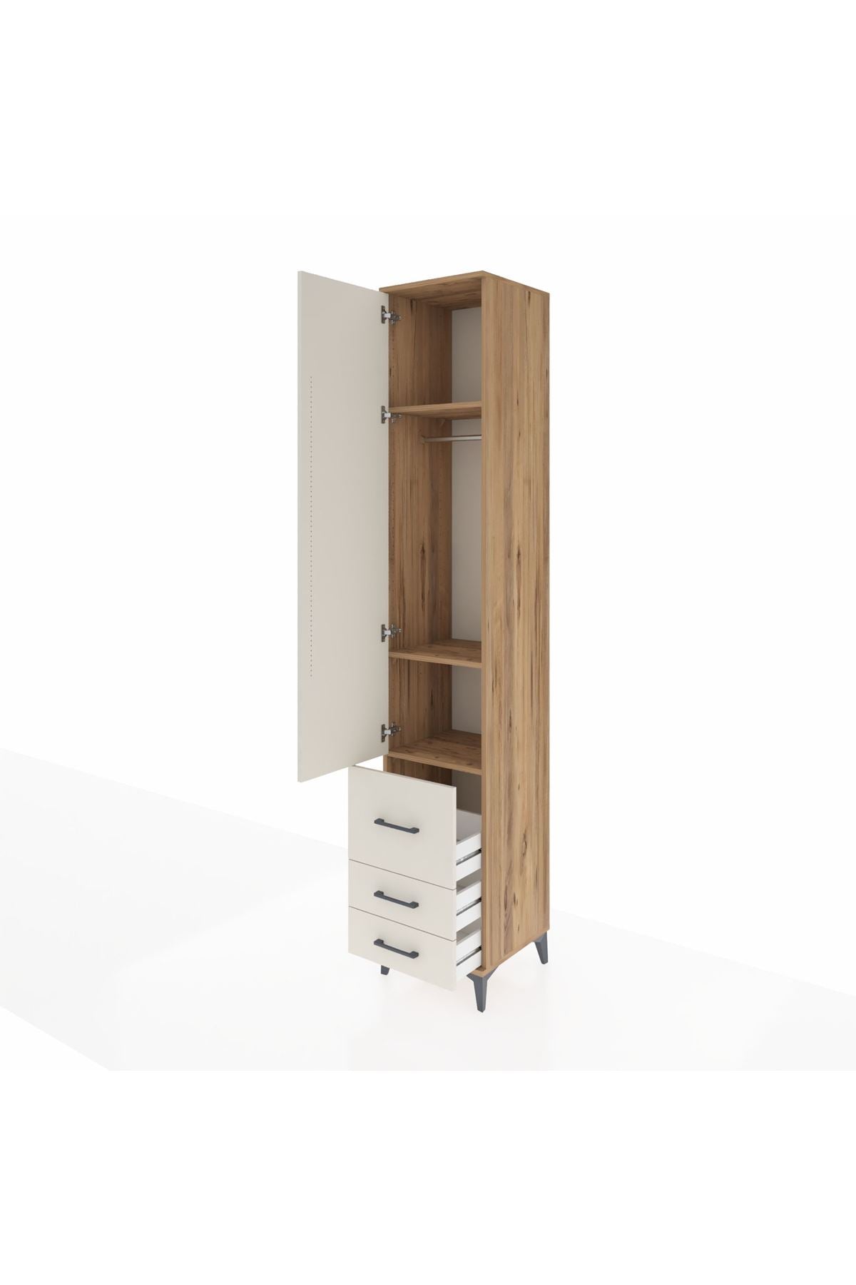 Hyperion Dolap 3 Raflı 3 Çekmeceli Tek Askılı 44x44x243 - S64M101V7B