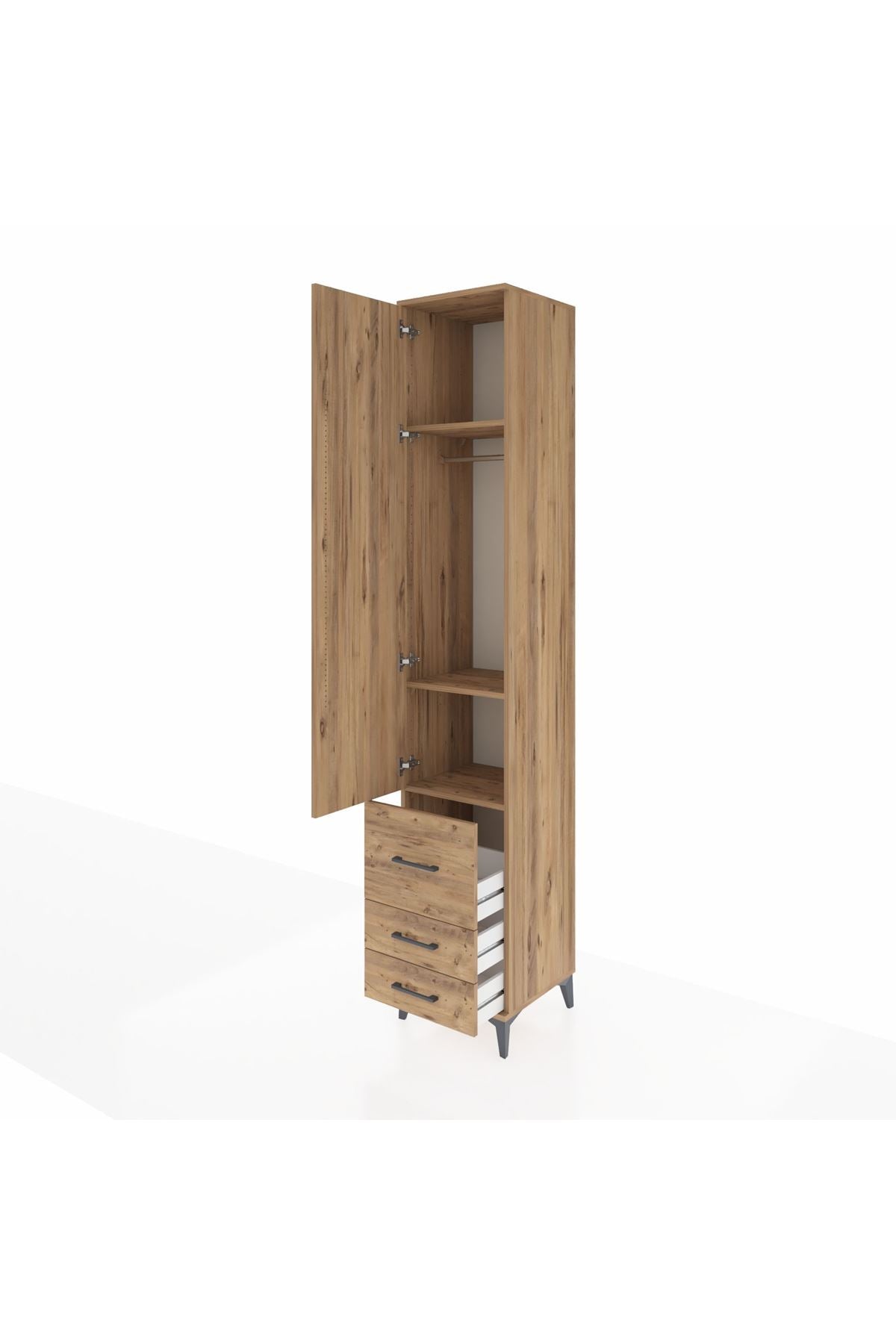 Hyperion Dolap 3 Raflı 3 Çekmeceli Tek Askılı 44x44x243 - S64M101V9B