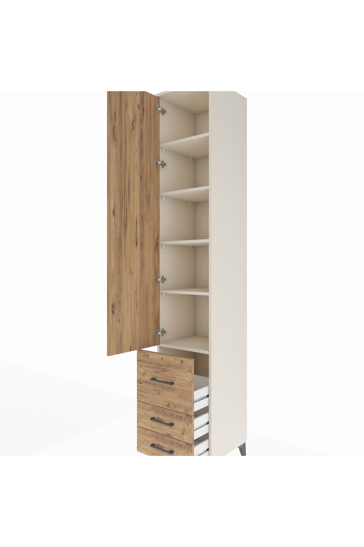 Hyperion Dolap 5 Raflı 3 Çekmeceli Tek Kapaklı 44x44x243 - S64M102V3B
