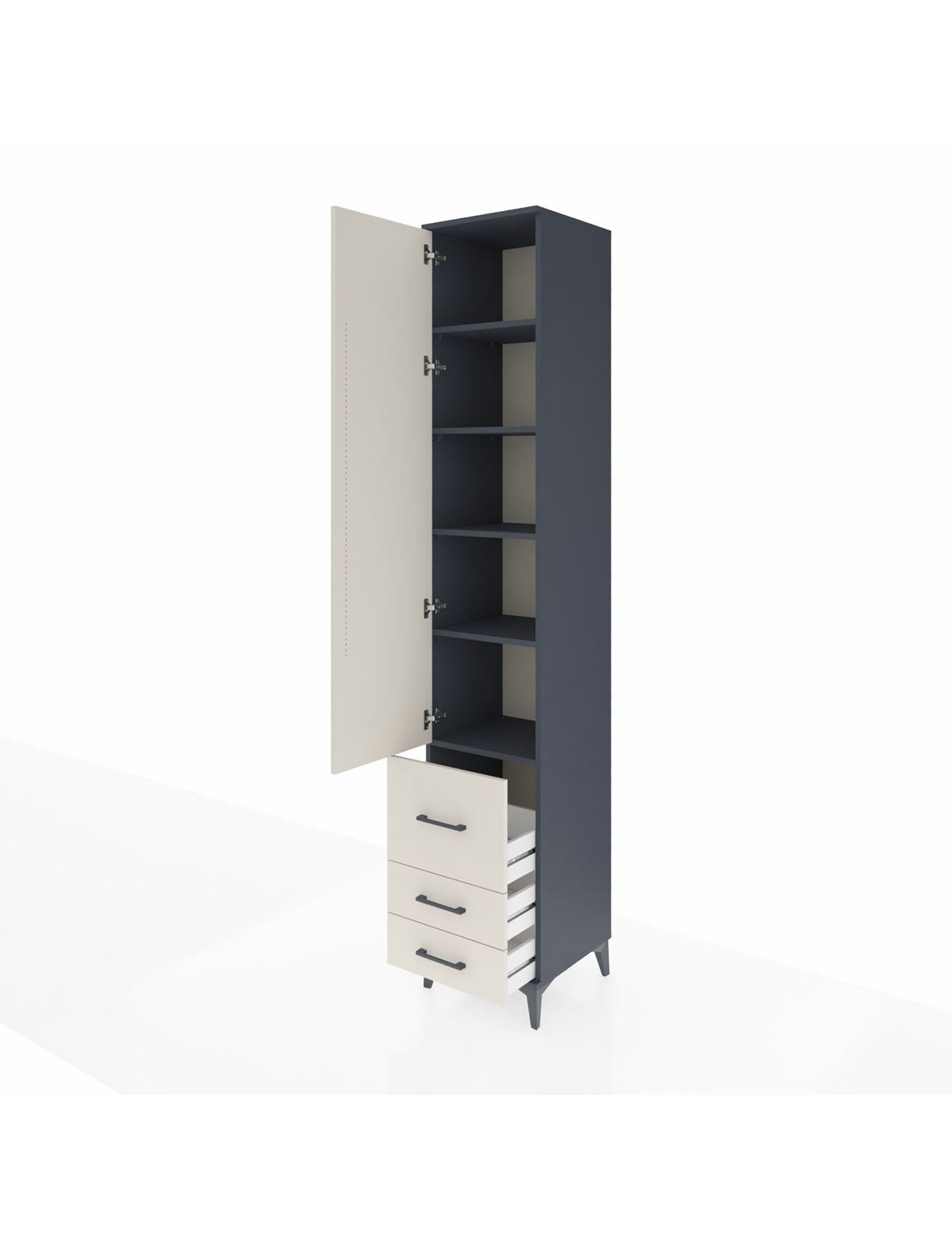 Hyperion Dolap 5 Raflı 3 Çekmeceli Tek Kapaklı 44x44x243 - S64M102V4B
