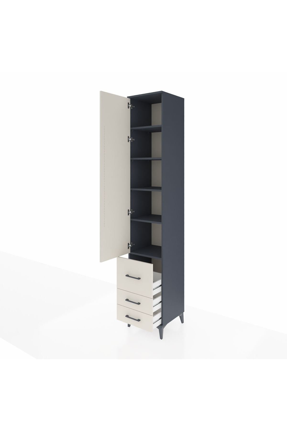 Hyperion Dolap 5 Raflı 3 Çekmeceli Tek Kapaklı 44x44x243 - S64M102V4B