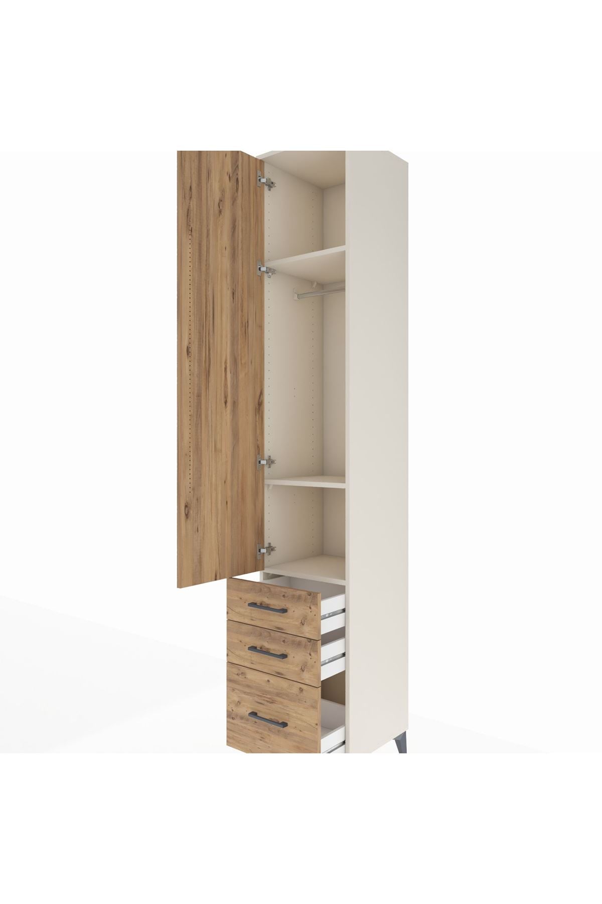 Hyperion Dolap 3 Raflı 3 Çekmeceli Tek Askılı 44x44x243 - S64M104V3B