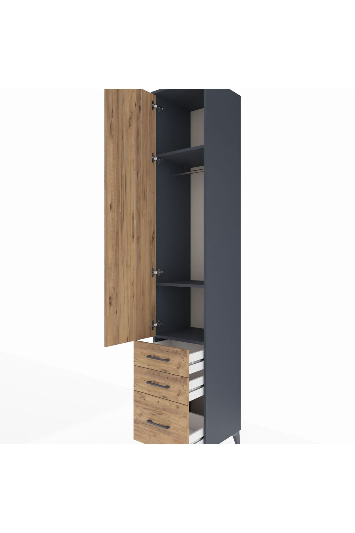 Hyperion Dolap 3 Raflı 3 Çekmeceli Tek Askılı 44x44x243 - S64M104V6B