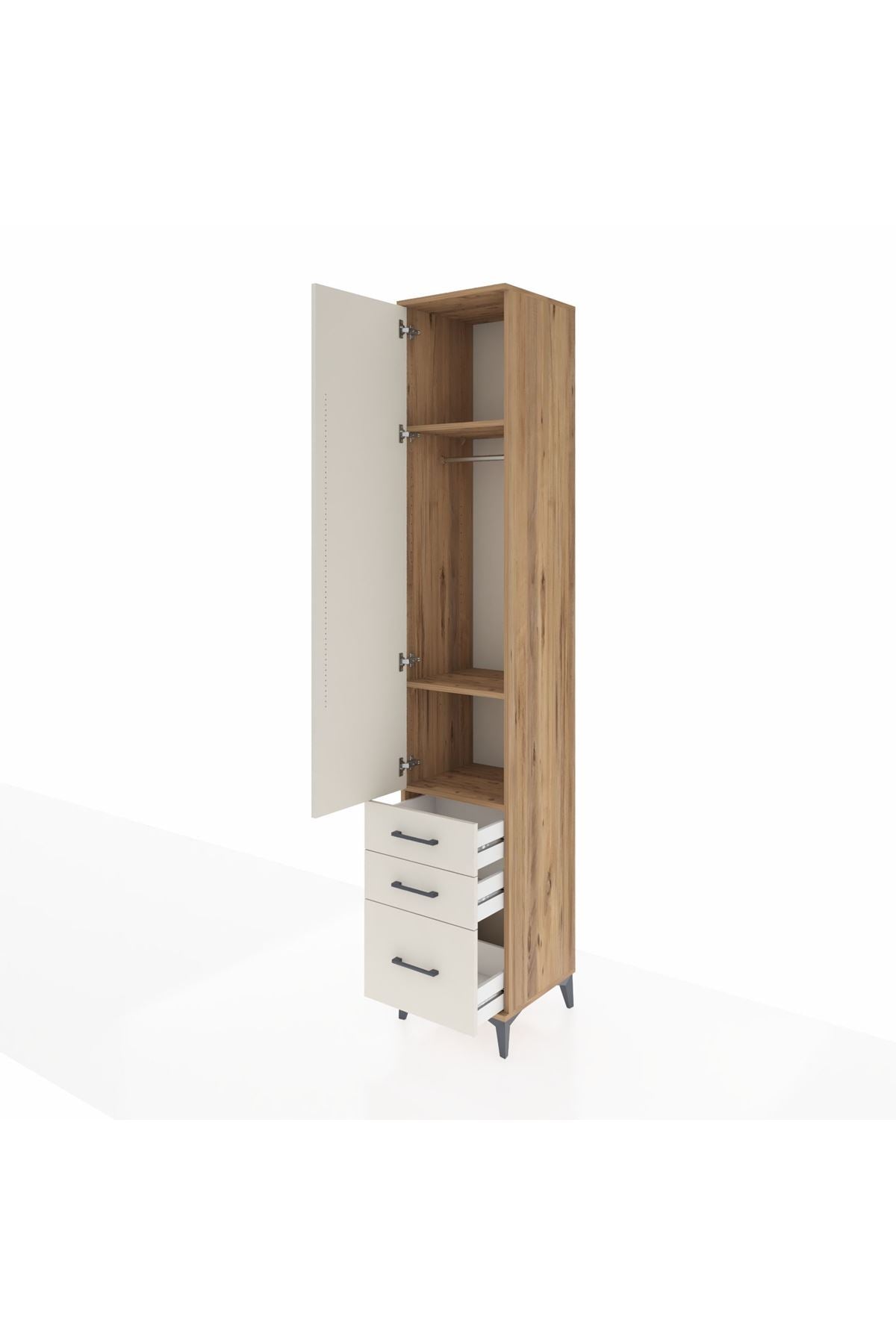 Hyperion Dolap 3 Raflı 3 Çekmeceli Tek Askılı 44x44x243 - S64M104V7B