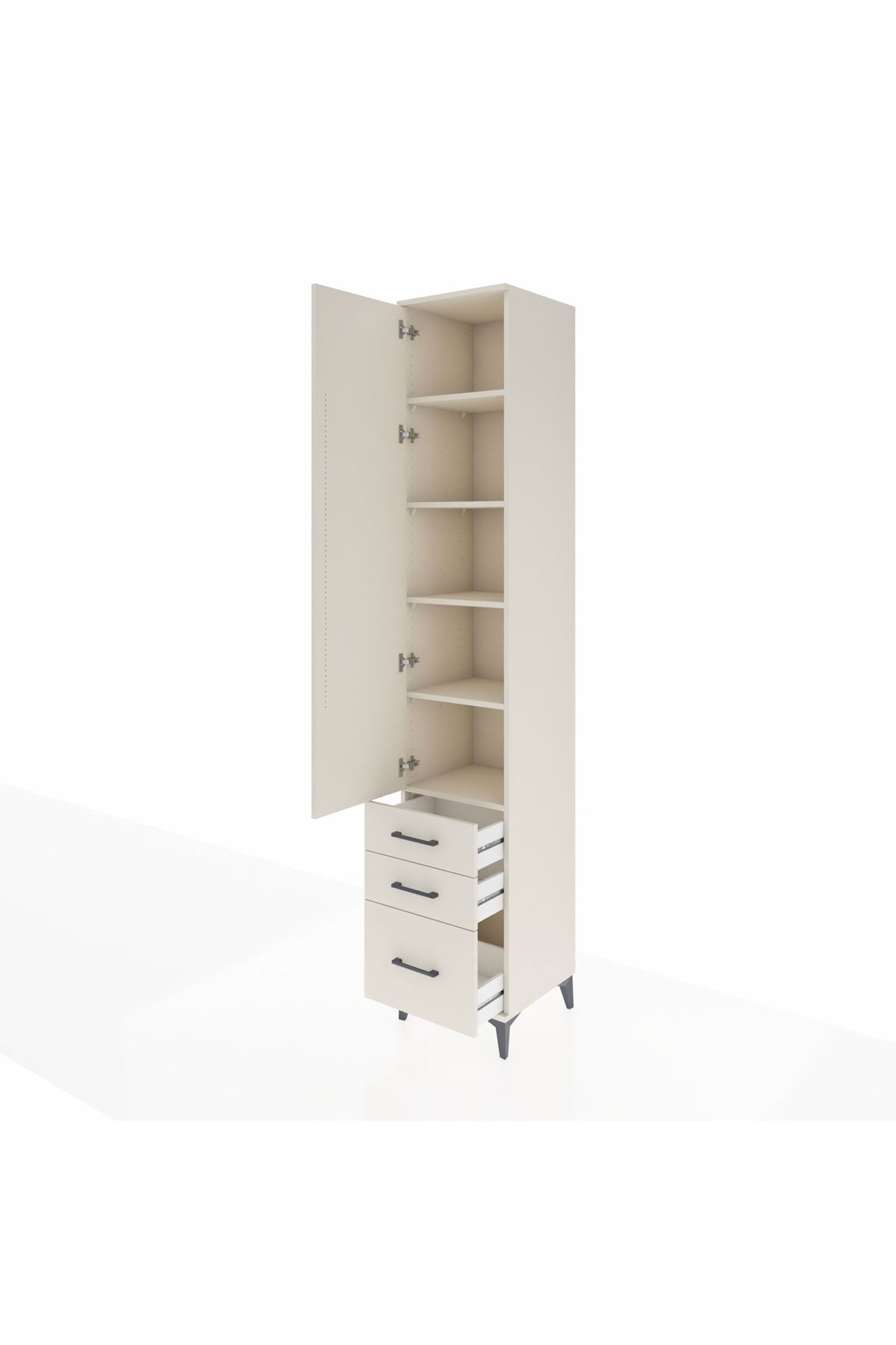 Hyperion Dolap 5 Raflı 3 Çekmeceli Tek Kapaklı 44x44x243 - S64M105V1B
