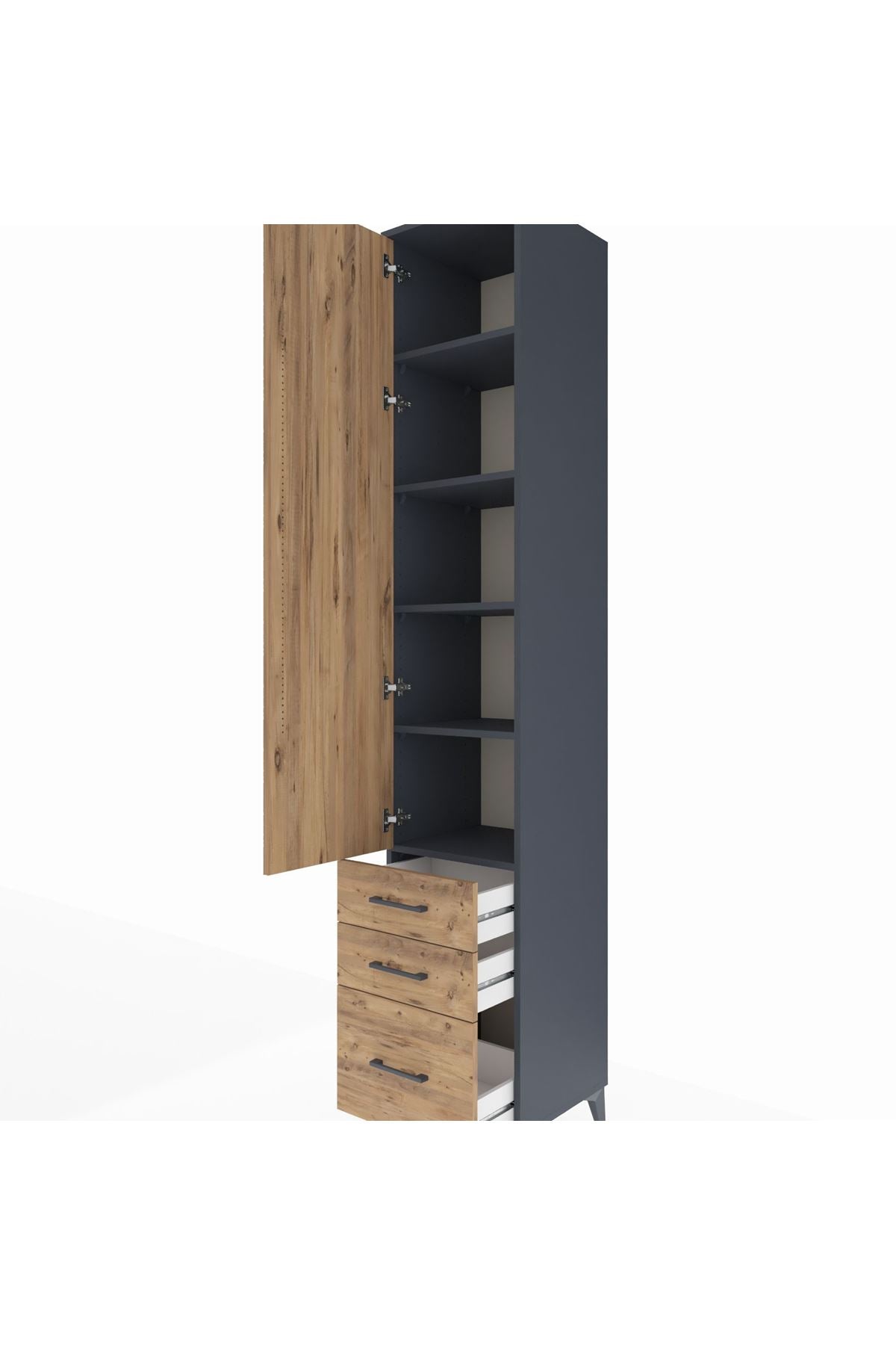 Hyperion Dolap 5 Raflı 3 Çekmeceli Tek Kapaklı 44x44x243 - S64M105V6B