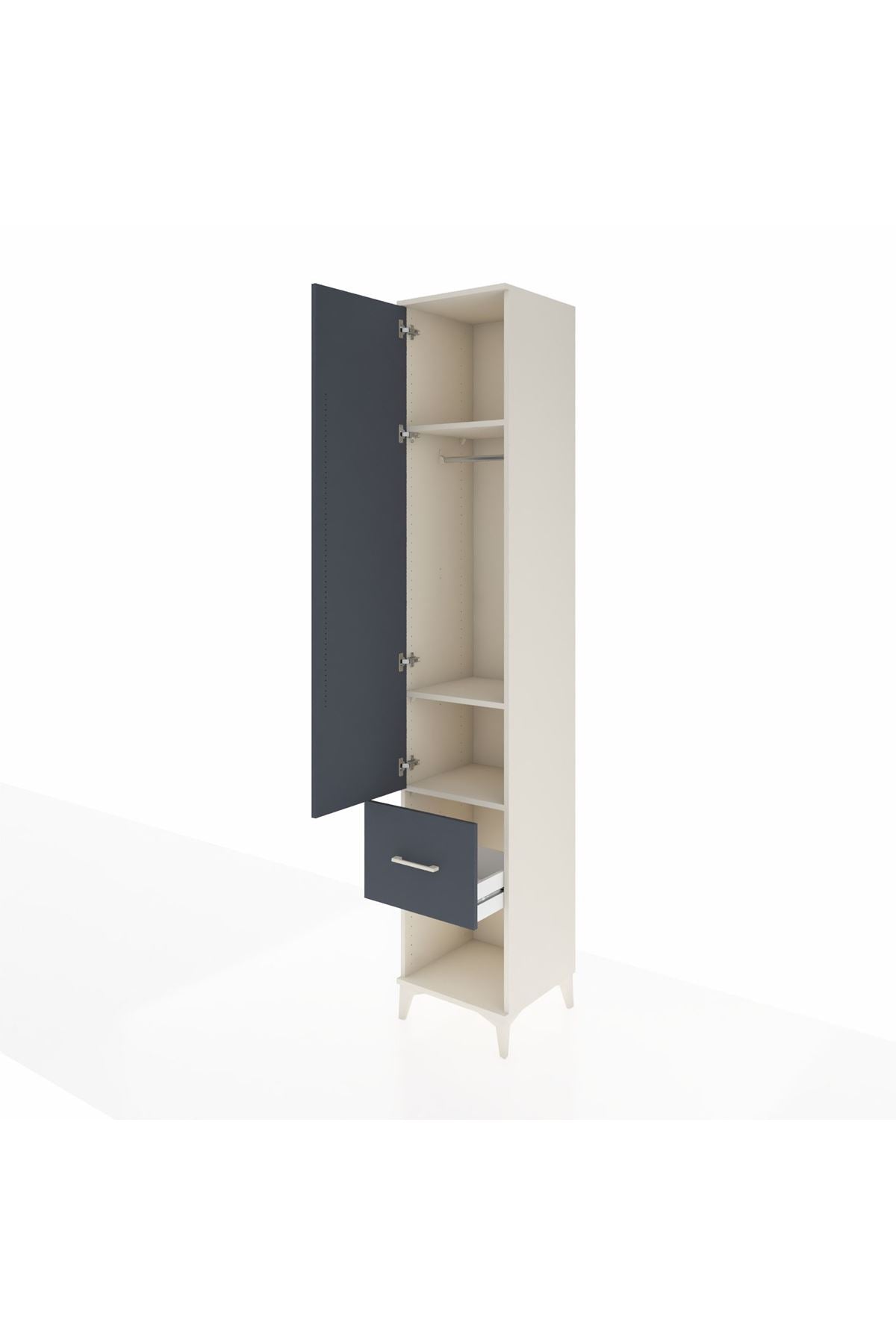 Hyperion Dolap 3 Raflı Tek Çekmeceli Tek Askılı 44x44x243 - S64M107V2B
