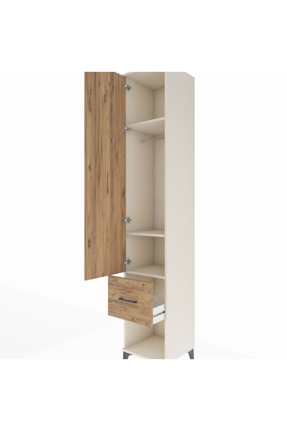 Hyperion Dolap 3 Raflı Tek Çekmeceli Tek Askılı 44x44x243 - S64M107V3B