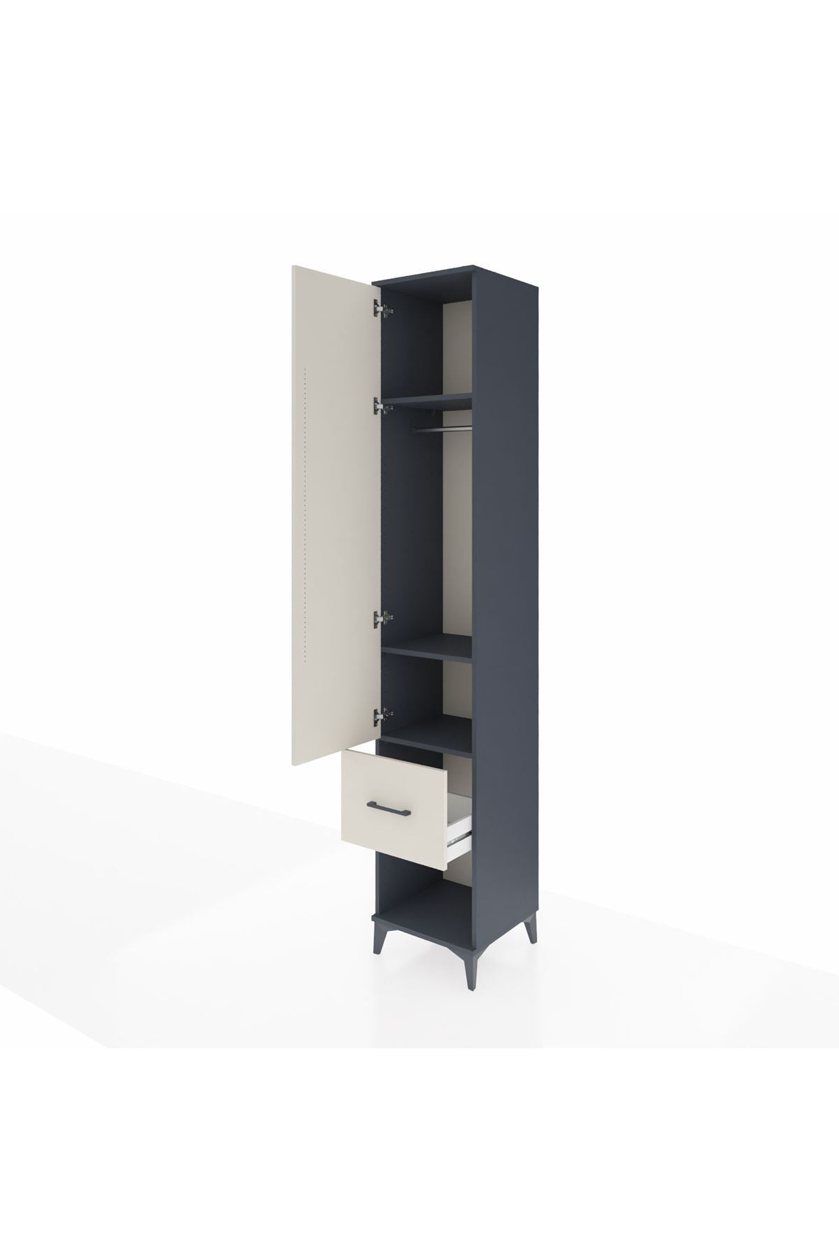 Hyperion Dolap 3 Raflı Tek Çekmeceli Tek Askılı 44x44x243 - S64M107V4B