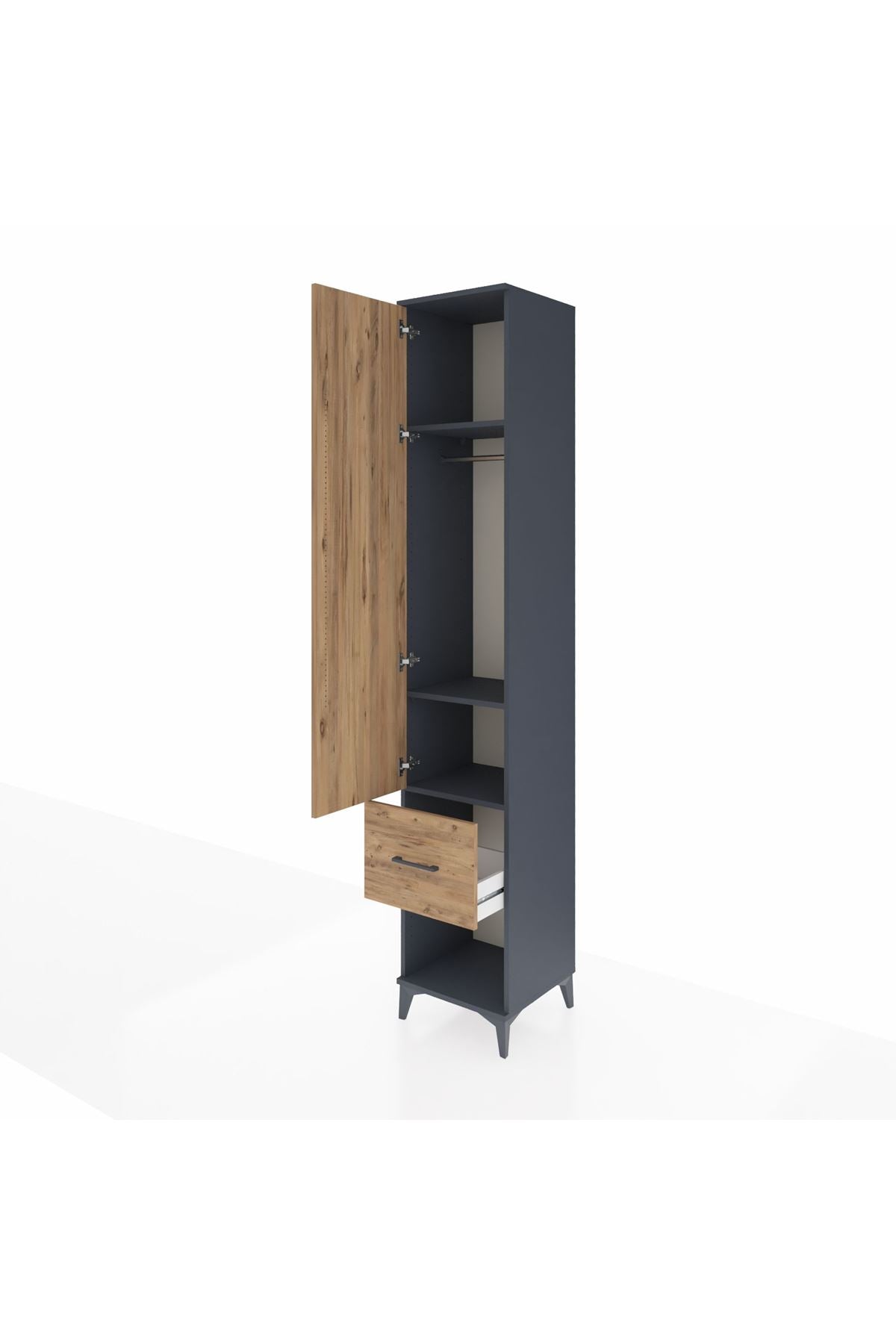 Hyperion Dolap 3 Raflı Tek Çekmeceli Tek Askılı 44x44x243 - S64M107V6B
