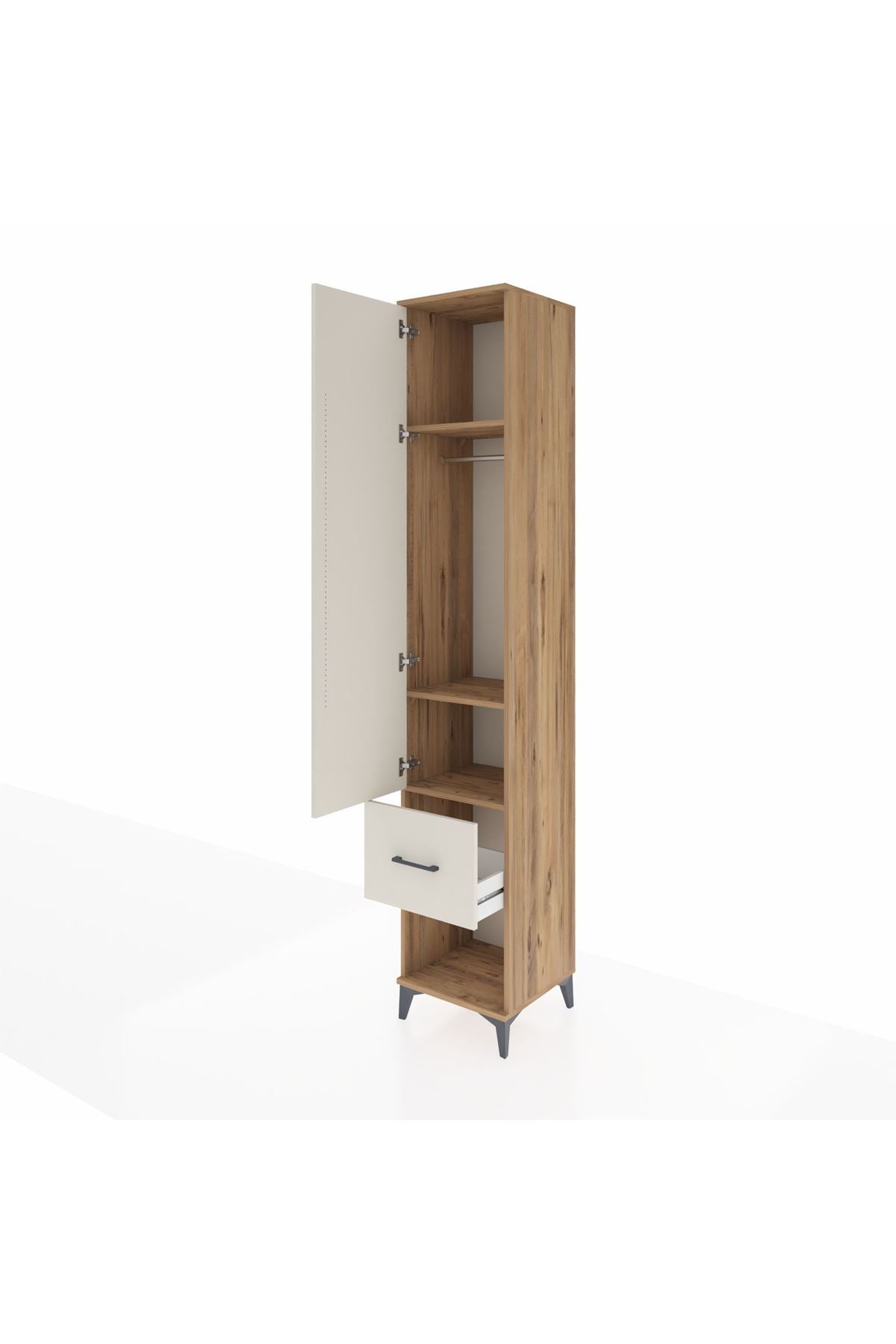 Hyperion Dolap 3 Raflı Tek Çekmeceli Tek Askılı 44x44x243 - S64M107V7B
