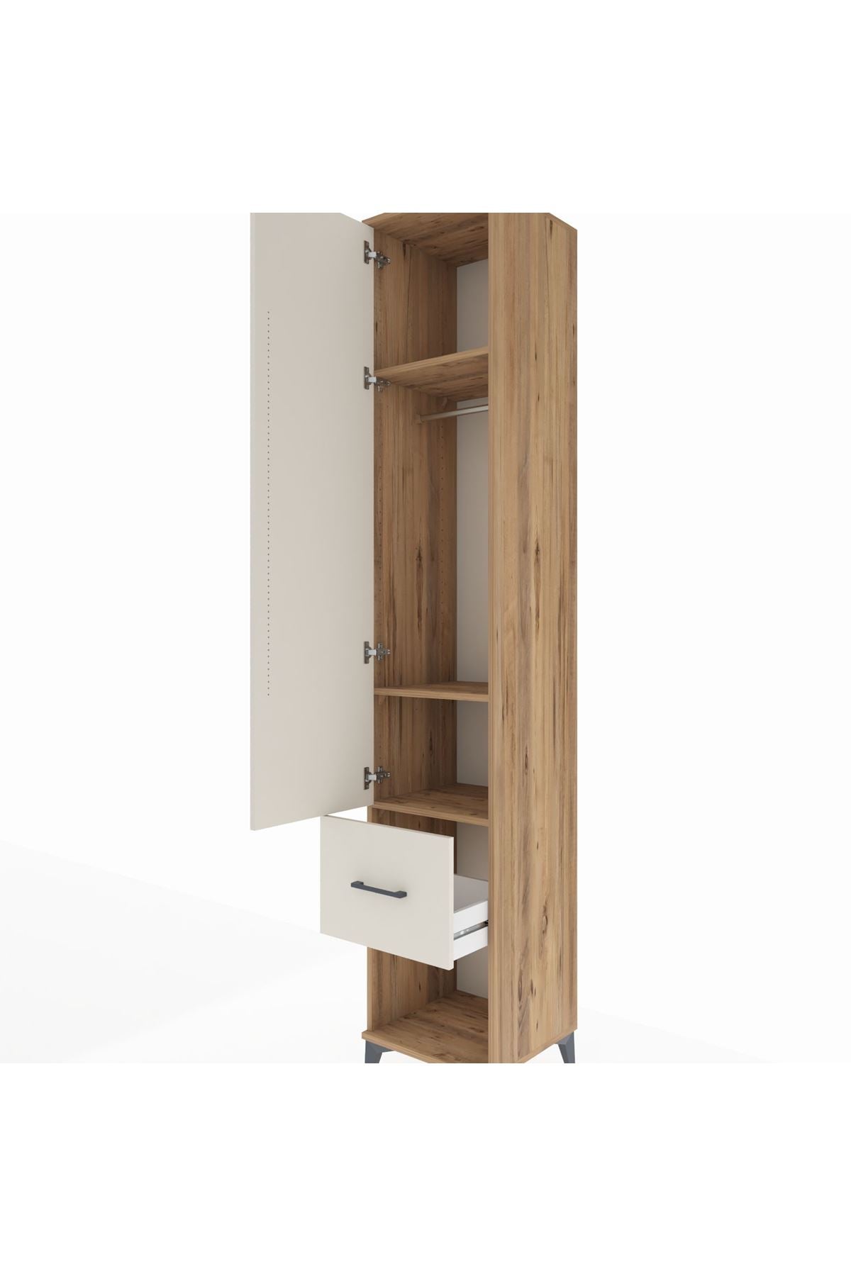 Hyperion Dolap 3 Raflı Tek Çekmeceli Tek Askılı 44x44x243 - S64M107V7B