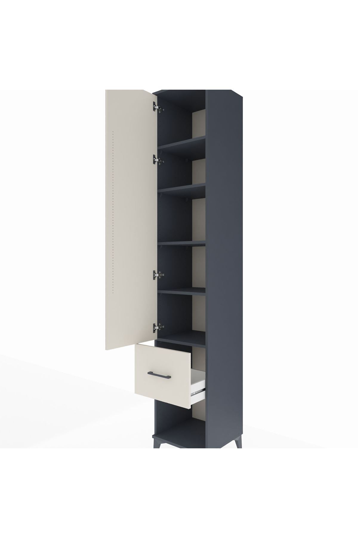 Hyperion Dolap 5 Raflı Tek Çekmeceli Tek Kapaklı 44x44x243 - S64M108V4B