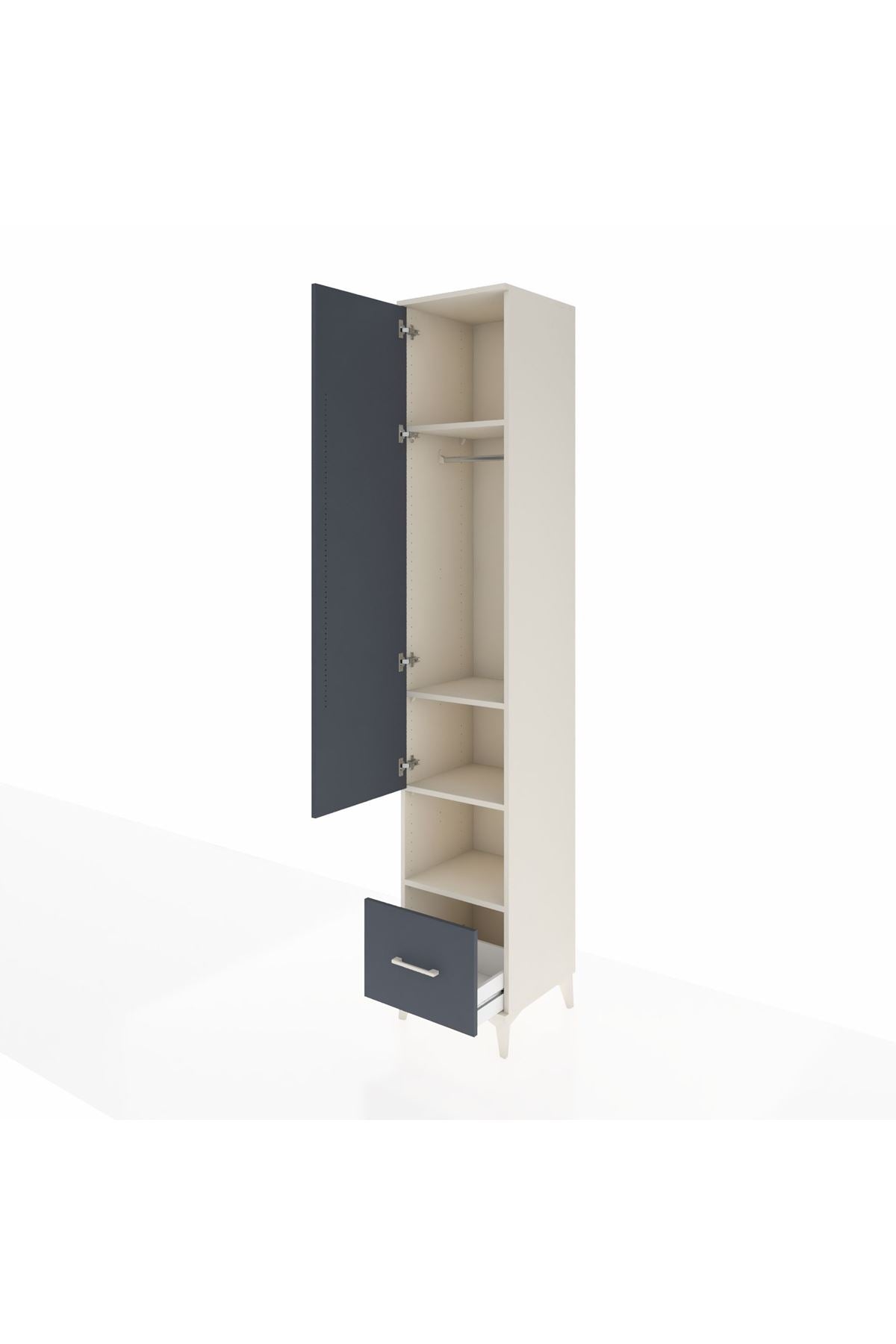Hyperion Dolap 4 Raflı Tek Çekmeceli Tek Askılı 44x44x243 - S64M110V2B