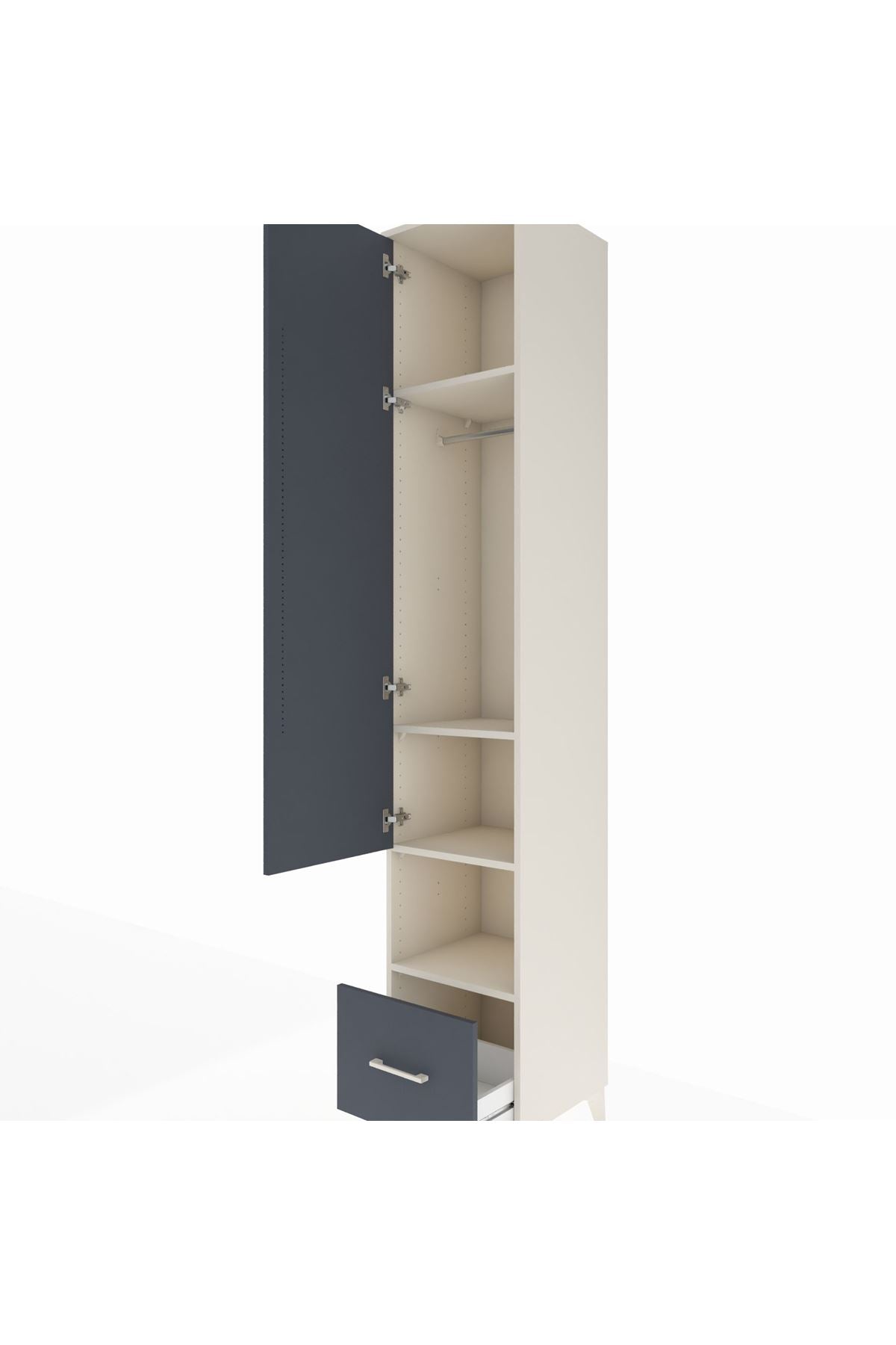 Hyperion Dolap 4 Raflı Tek Çekmeceli Tek Askılı 44x44x243 - S64M110V2B