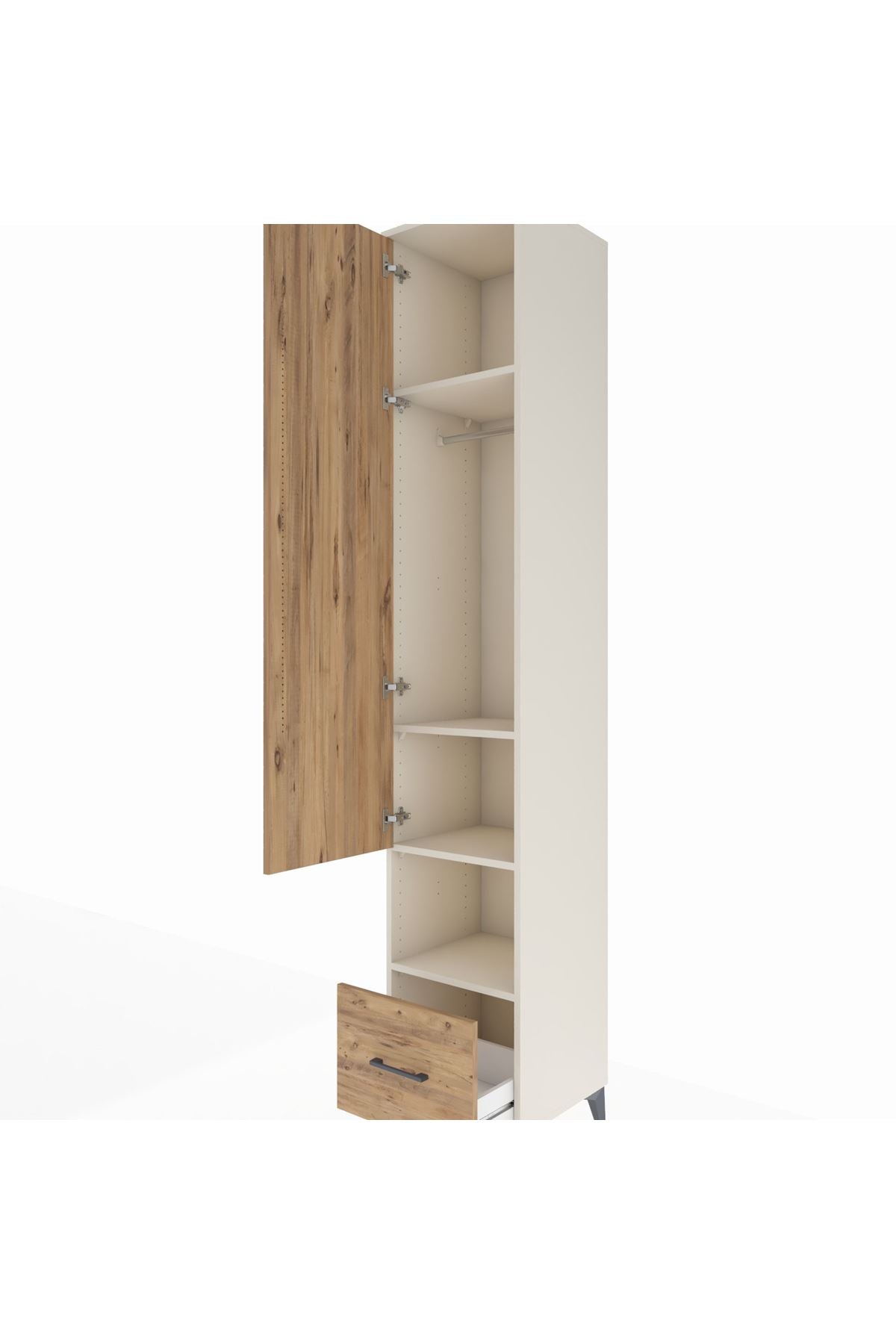 Hyperion Dolap 4 Raflı Tek Çekmeceli Tek Askılı 44x44x243 - S64M110V3B