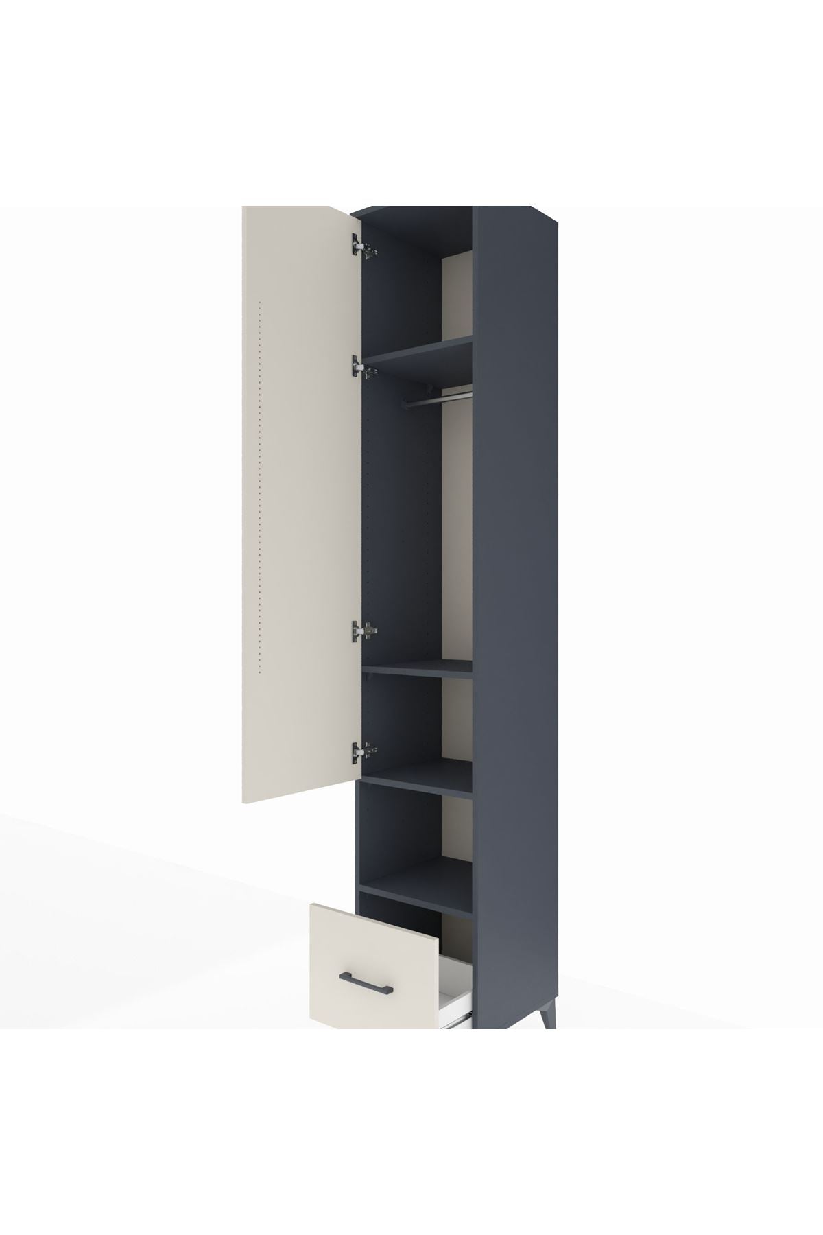 Hyperion Dolap 4 Raflı Tek Çekmeceli Tek Askılı 44x44x243 - S64M110V4B