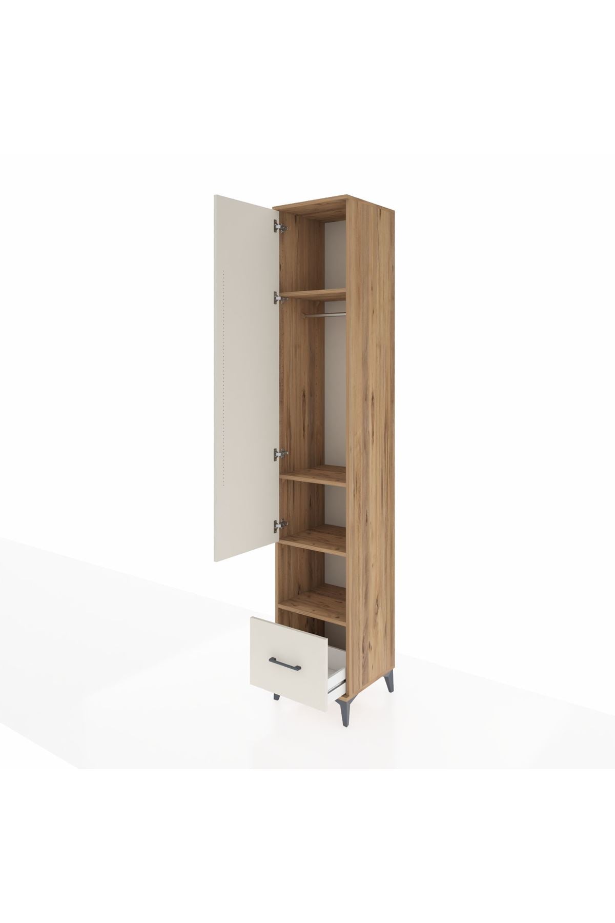 Hyperion Dolap 4 Raflı Tek Çekmeceli Tek Askılı 44x44x243 - S64M110V7B