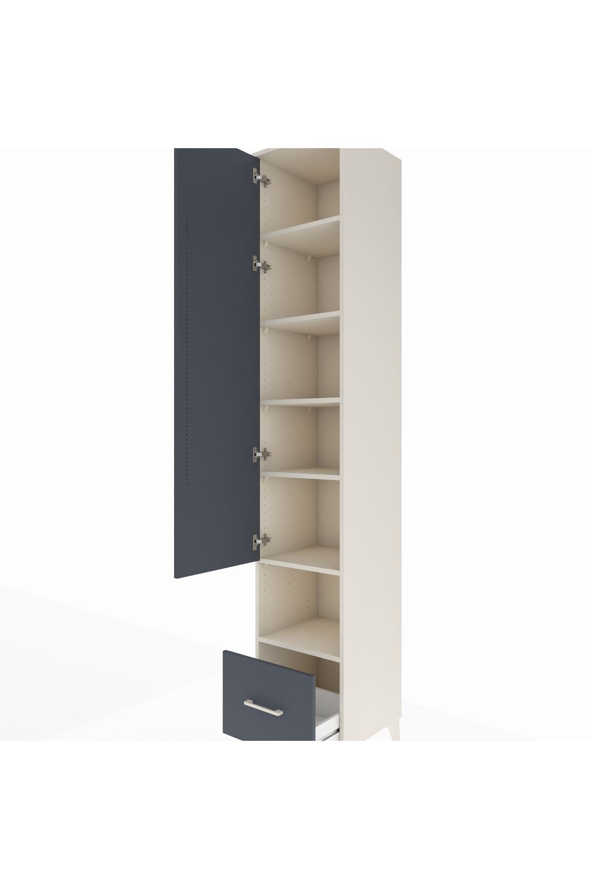 Hyperion Dolap 6 Raflı Tek Çekmeceli Tek Kapaklı 44x44x243 - S64M111V2B