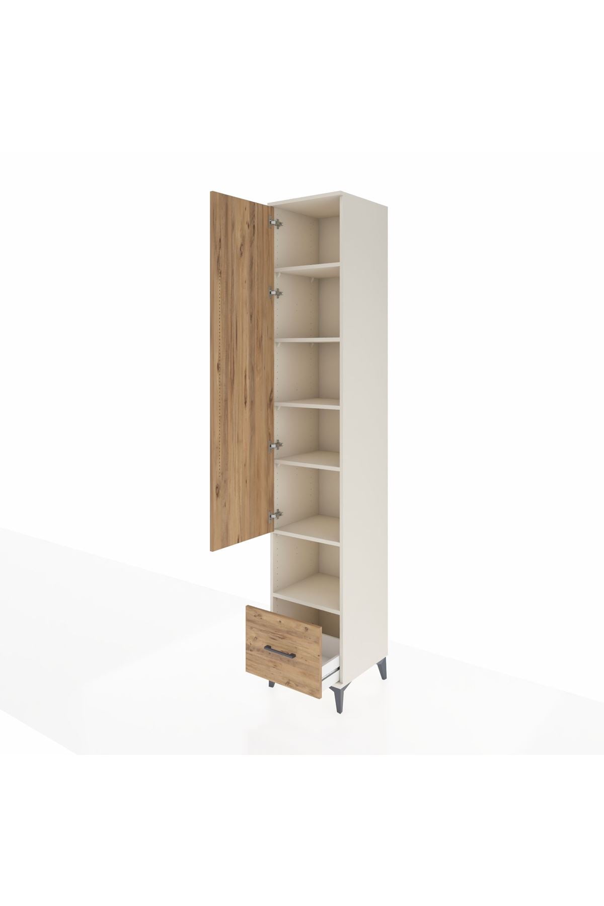 Hyperion Dolap 6 Raflı Tek Çekmeceli Tek Kapaklı 44x44x243 - S64M111V3B