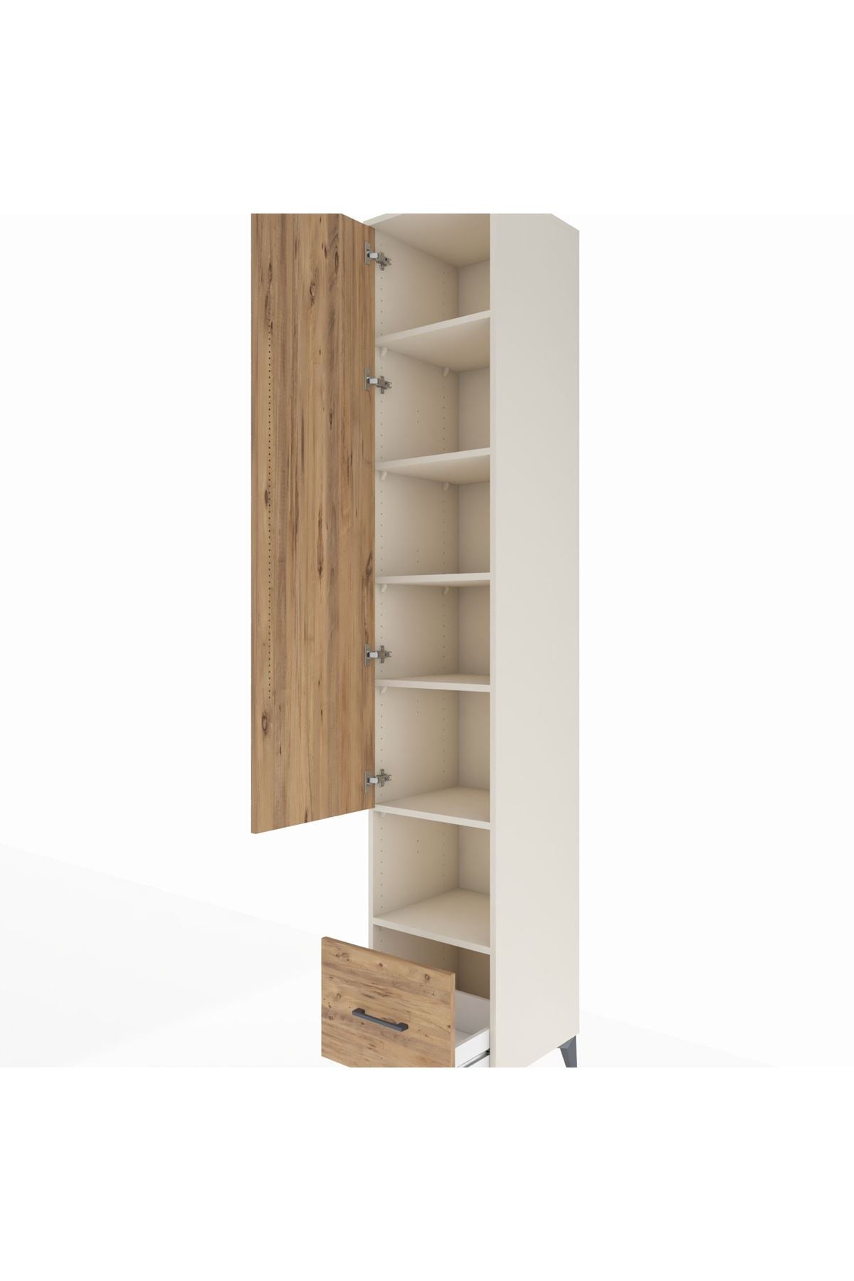Hyperion Dolap 6 Raflı Tek Çekmeceli Tek Kapaklı 44x44x243 - S64M111V3B