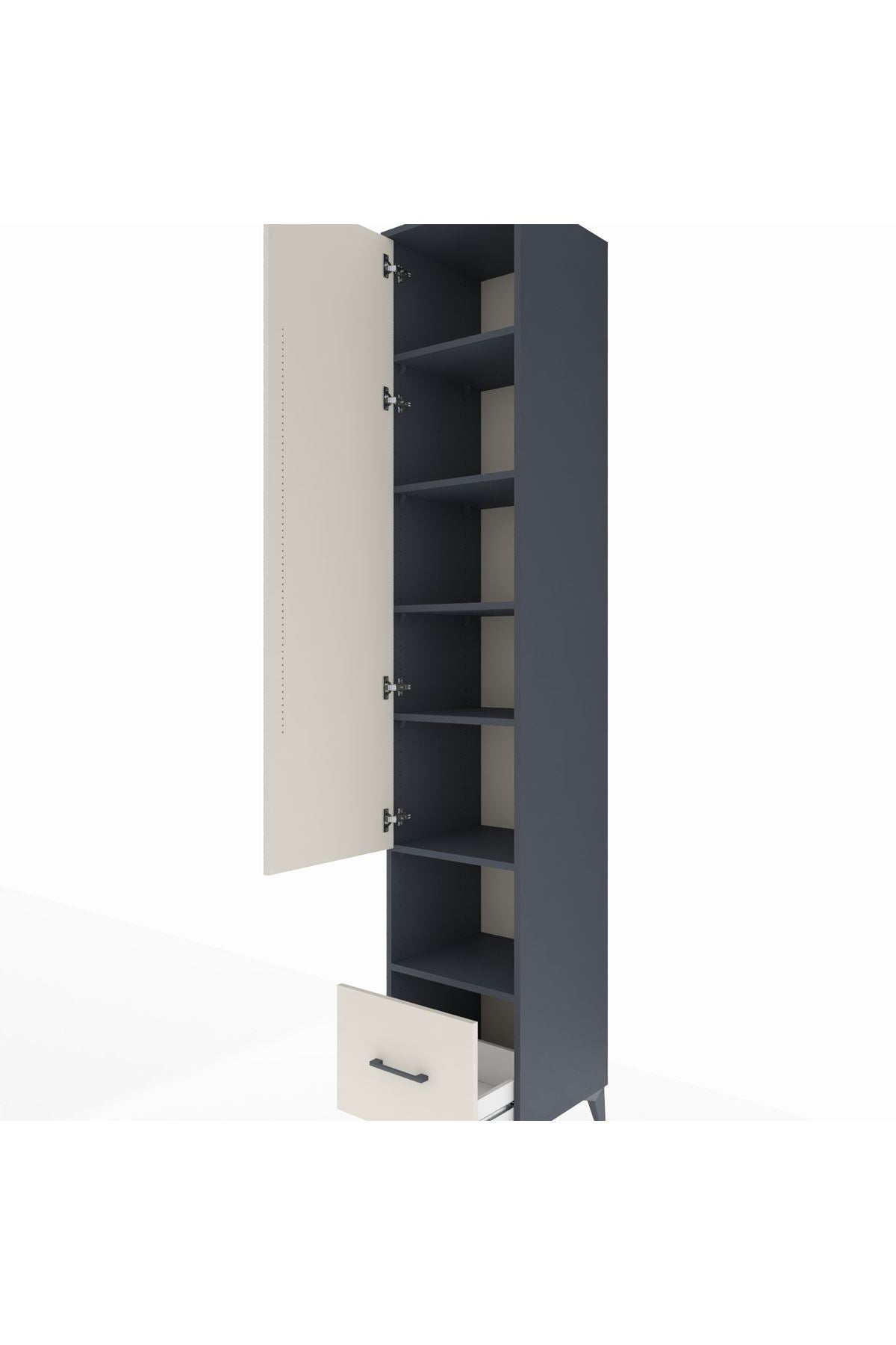 Hyperion Dolap 6 Raflı Tek Çekmeceli Tek Kapaklı 44x44x243 - S64M111V4B