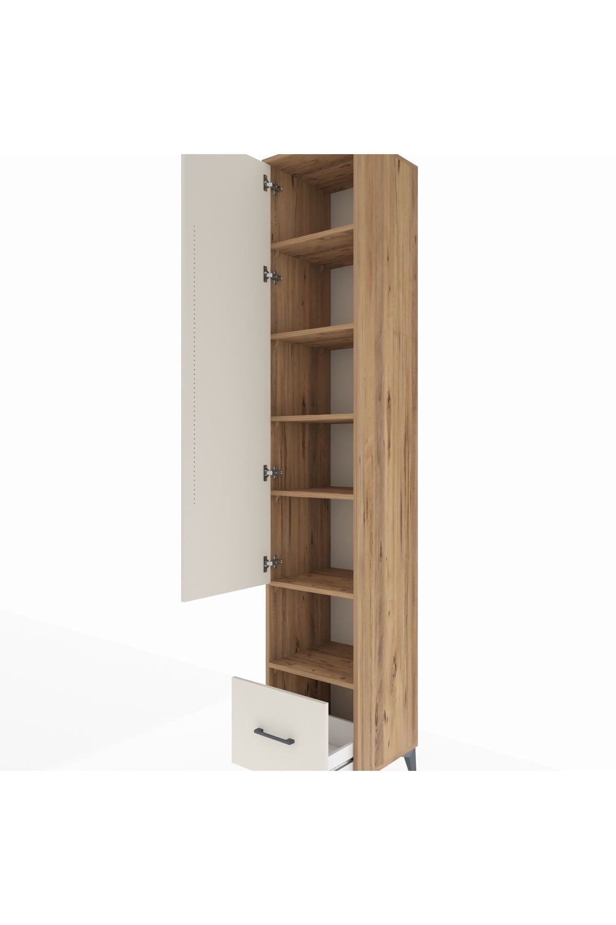 Hyperion Dolap 6 Raflı Tek Çekmeceli Tek Kapaklı 44x44x243 - S64M111V7B