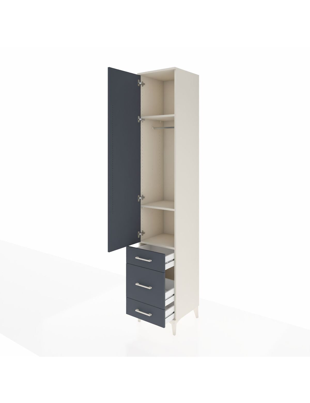 Hyperion Dolap 3 Raflı 3 Çekmeceli Tek Askılı 44x44x243 - S64M113V2B