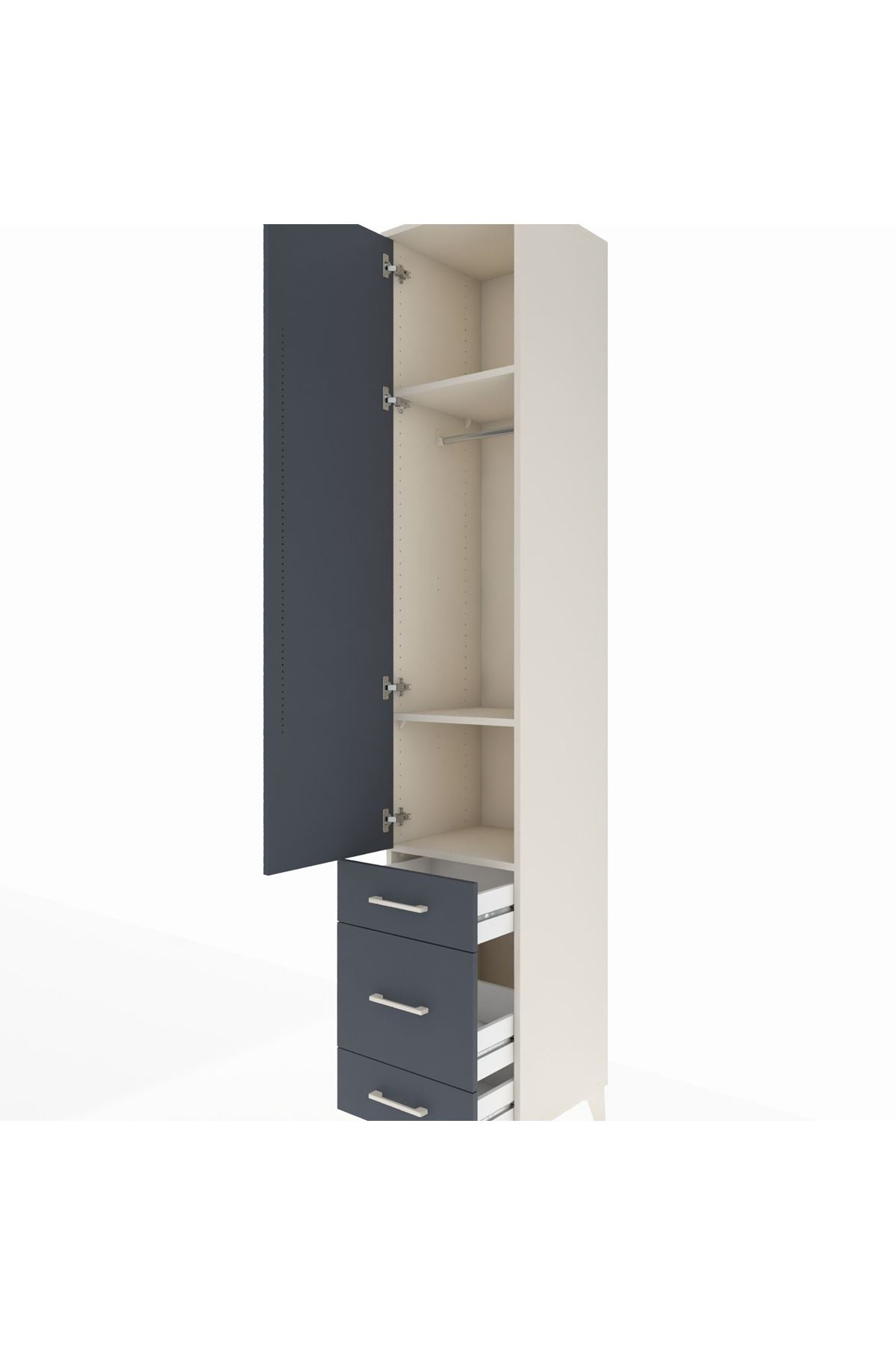 Hyperion Dolap 3 Raflı 3 Çekmeceli Tek Askılı 44x44x243 - S64M113V2B