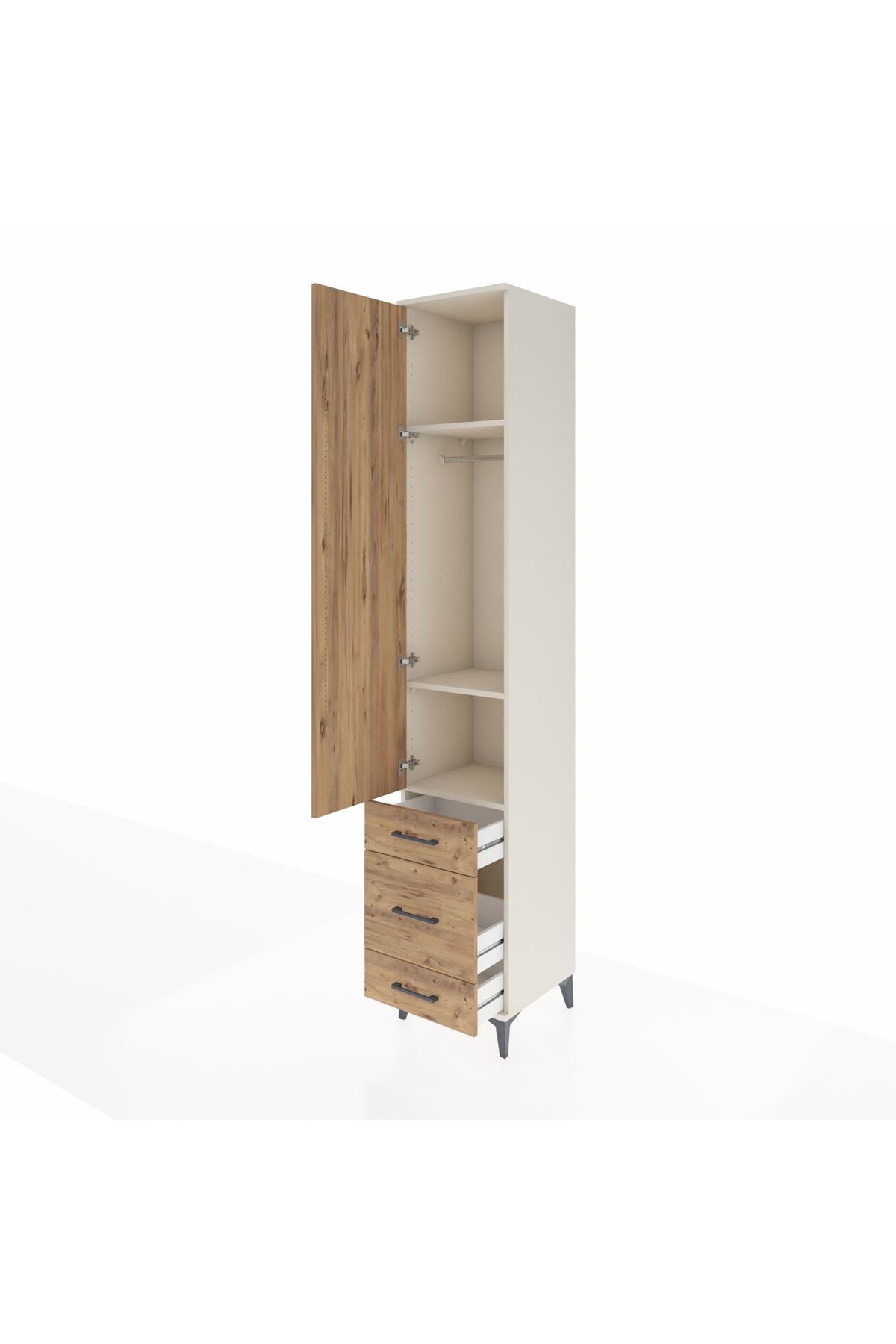 Hyperion Dolap 3 Raflı 3 Çekmeceli Tek Askılı 44x44x243 - S64M113V3B