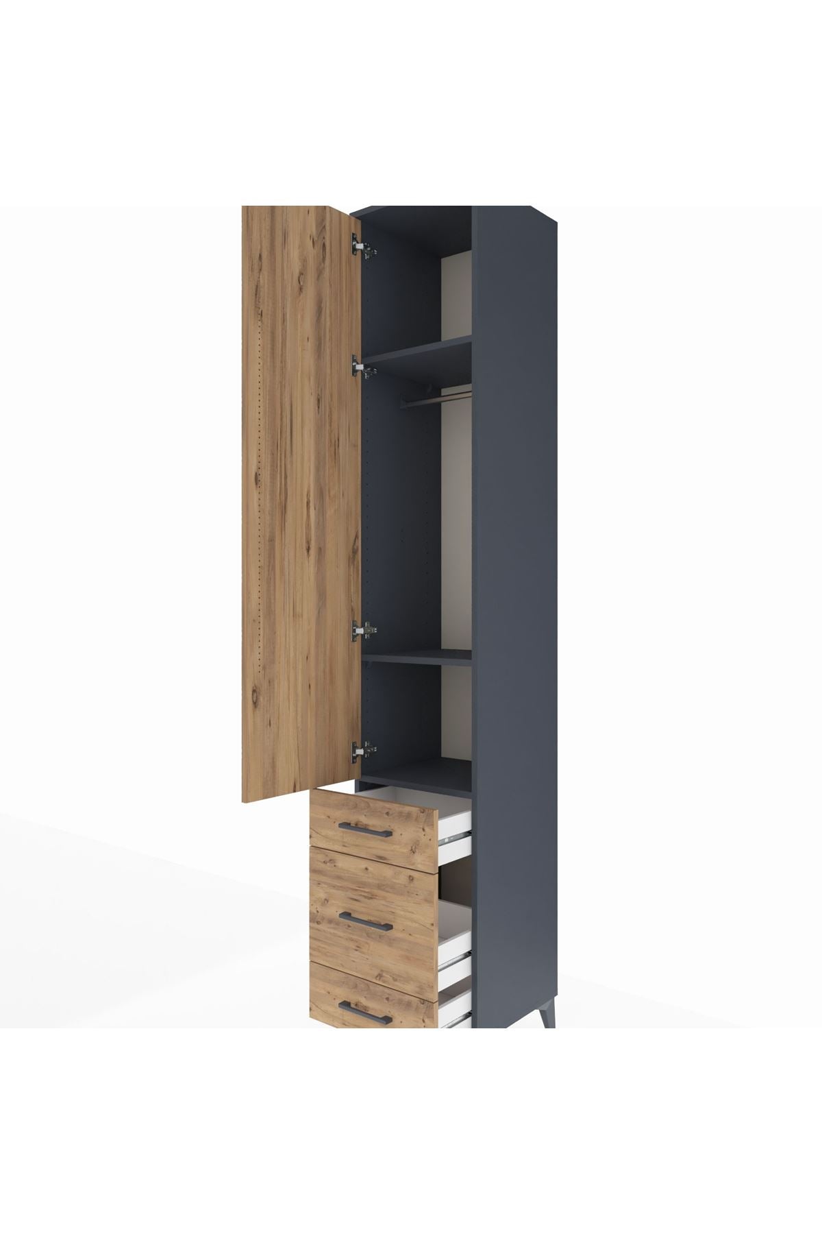 Hyperion Dolap 3 Raflı 3 Çekmeceli Tek Askılı 44x44x243 - S64M113V6B