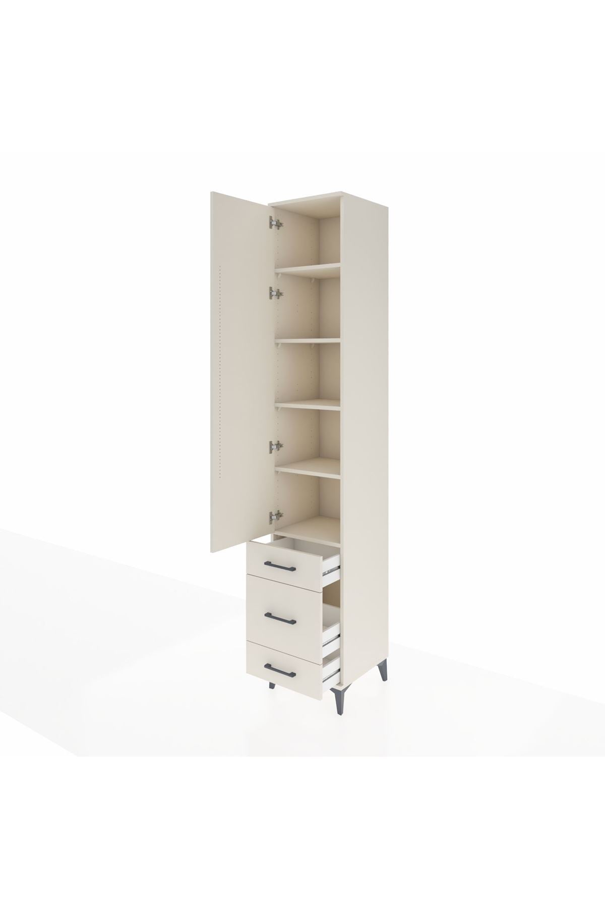 Hyperion Dolap 5 Raflı 3 Çekmeceli Tek Kapaklı 44x44x243 - S64M114V1B