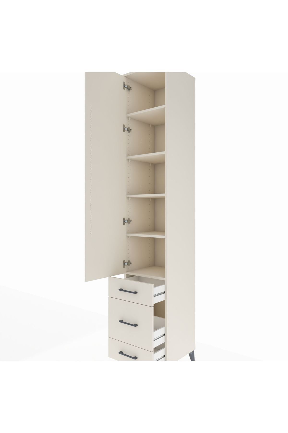 Hyperion Dolap 5 Raflı 3 Çekmeceli Tek Kapaklı 44x44x243 - S64M114V1B
