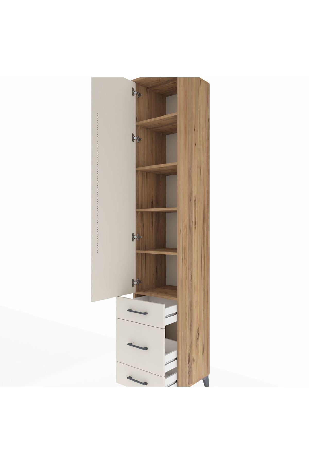 Hyperion Dolap 5 Raflı 3 Çekmeceli Tek Kapaklı 44x44x243 - S64M114V7B