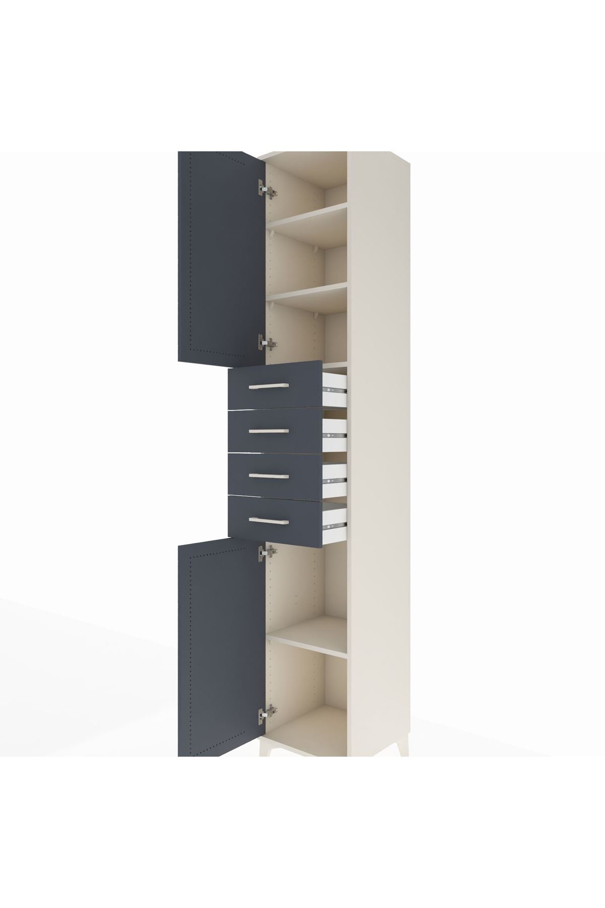 Hyperion Dolap 4 Raflı 4 Çekmeceli 2 Kapaklı 44x44x243 - S64M116V2B