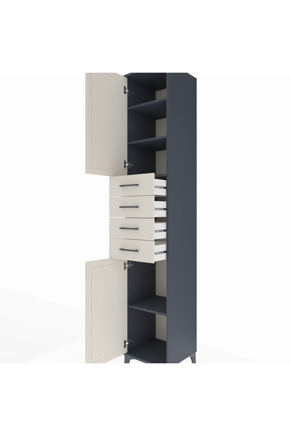Hyperion Dolap 4 Raflı 4 Çekmeceli 2 Kapaklı 44x44x243 - S64M116V4B