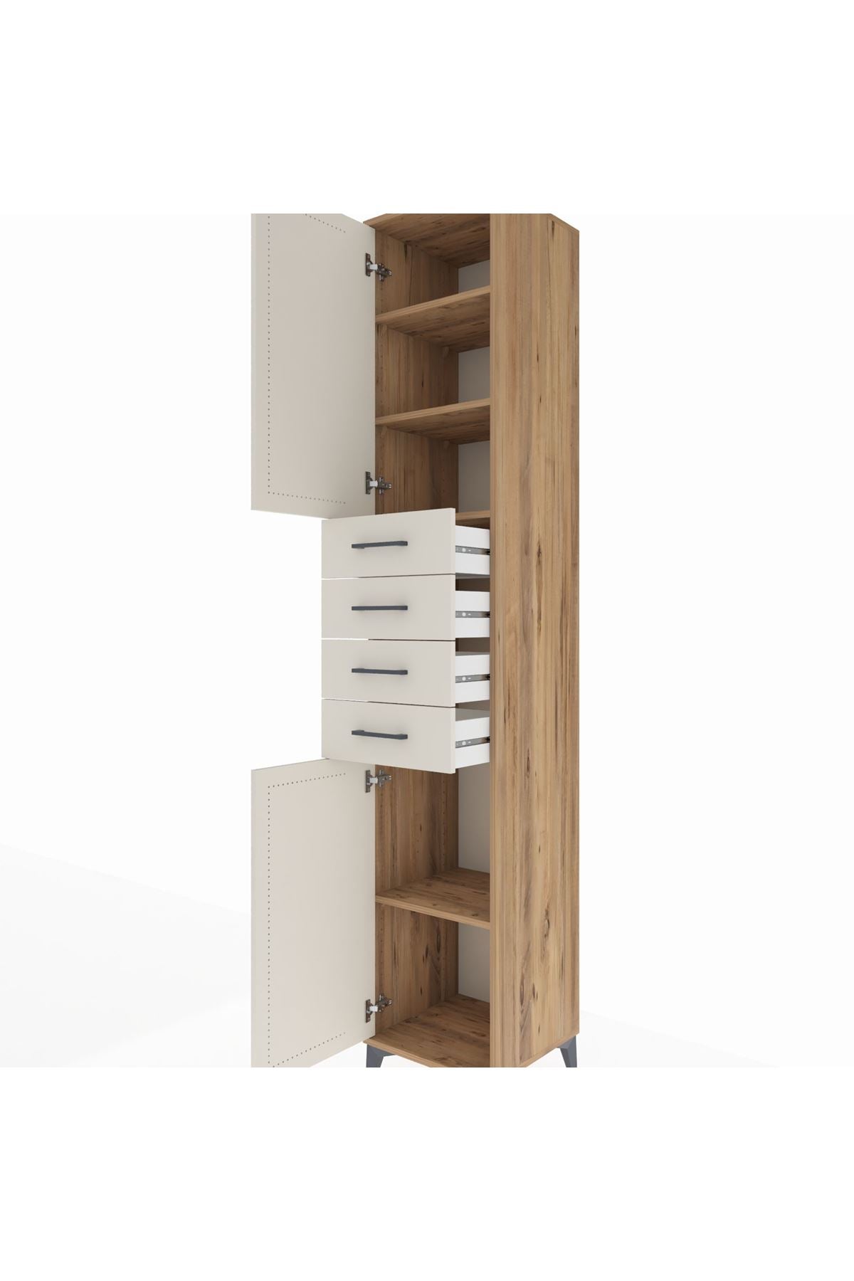 Hyperion Dolap 4 Raflı 4 Çekmeceli 2 Kapaklı 44x44x243 - S64M116V7B