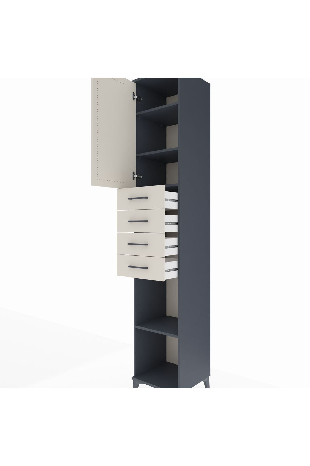 Hyperion Dolap 4 Raflı 4 Çekmeceli Tek Kapaklı 44x44x243 - S64M117V4B