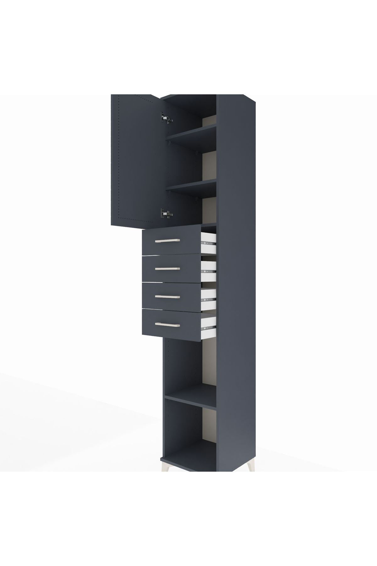 Hyperion Dolap 4 Raflı 4 Çekmeceli Tek Kapaklı 44x44x243 - S64M117V5B