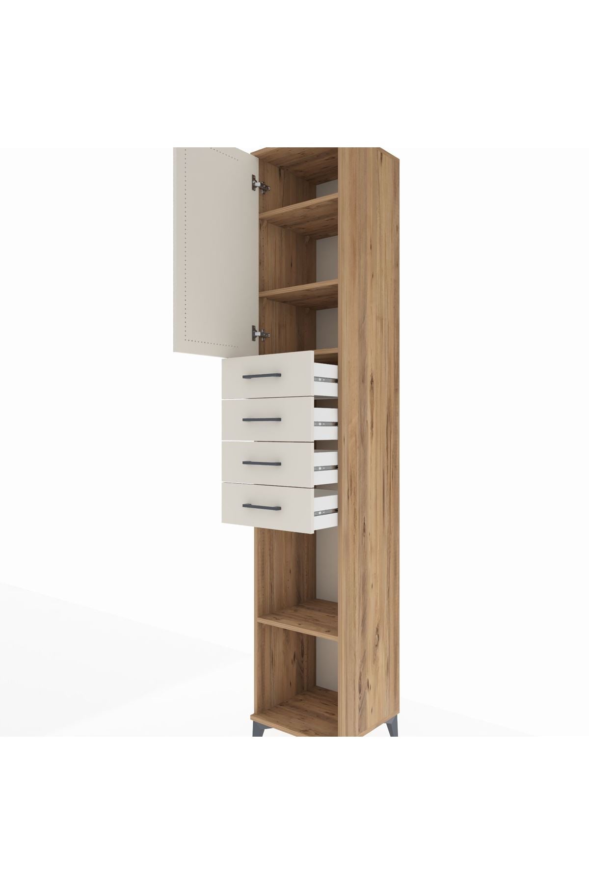 Hyperion Dolap 4 Raflı 4 Çekmeceli Tek Kapaklı 44x44x243 - S64M117V7B