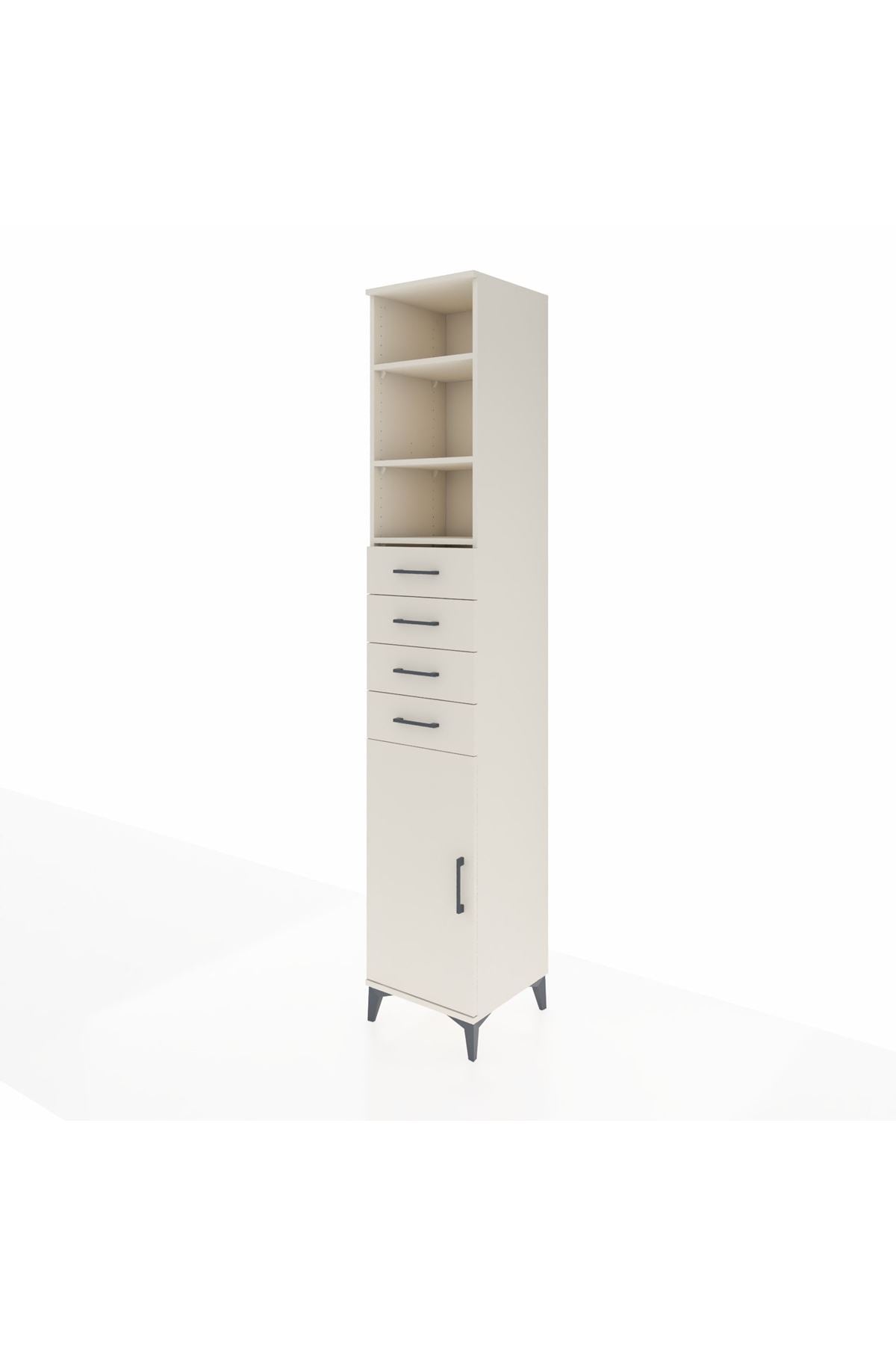Hyperion Dolap 4 Raflı 4 Çekmeceli Tek Kapaklı 44x44x243 - S64M118V1B