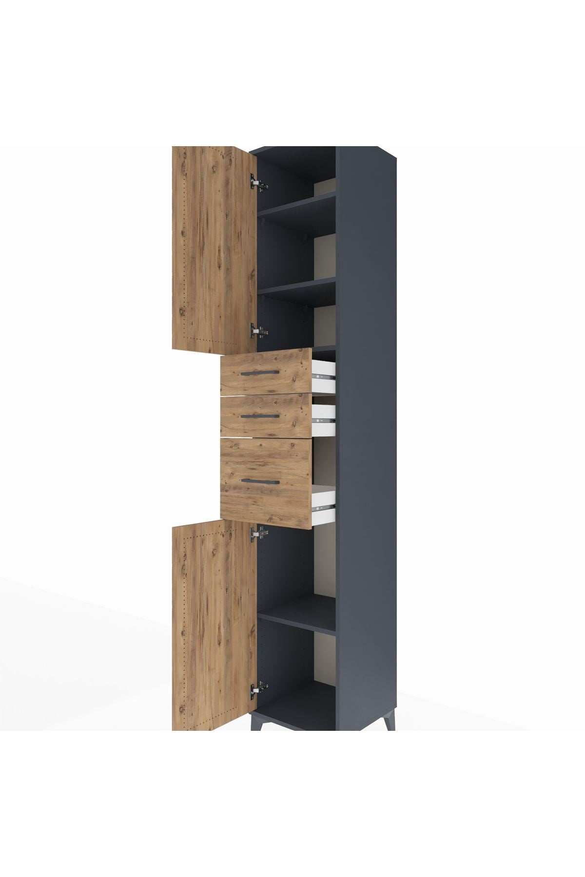 Hyperion Dolap 4 Raflı 3 Çekmeceli 2 Kapaklı 44x44x243 - S64M120V6B